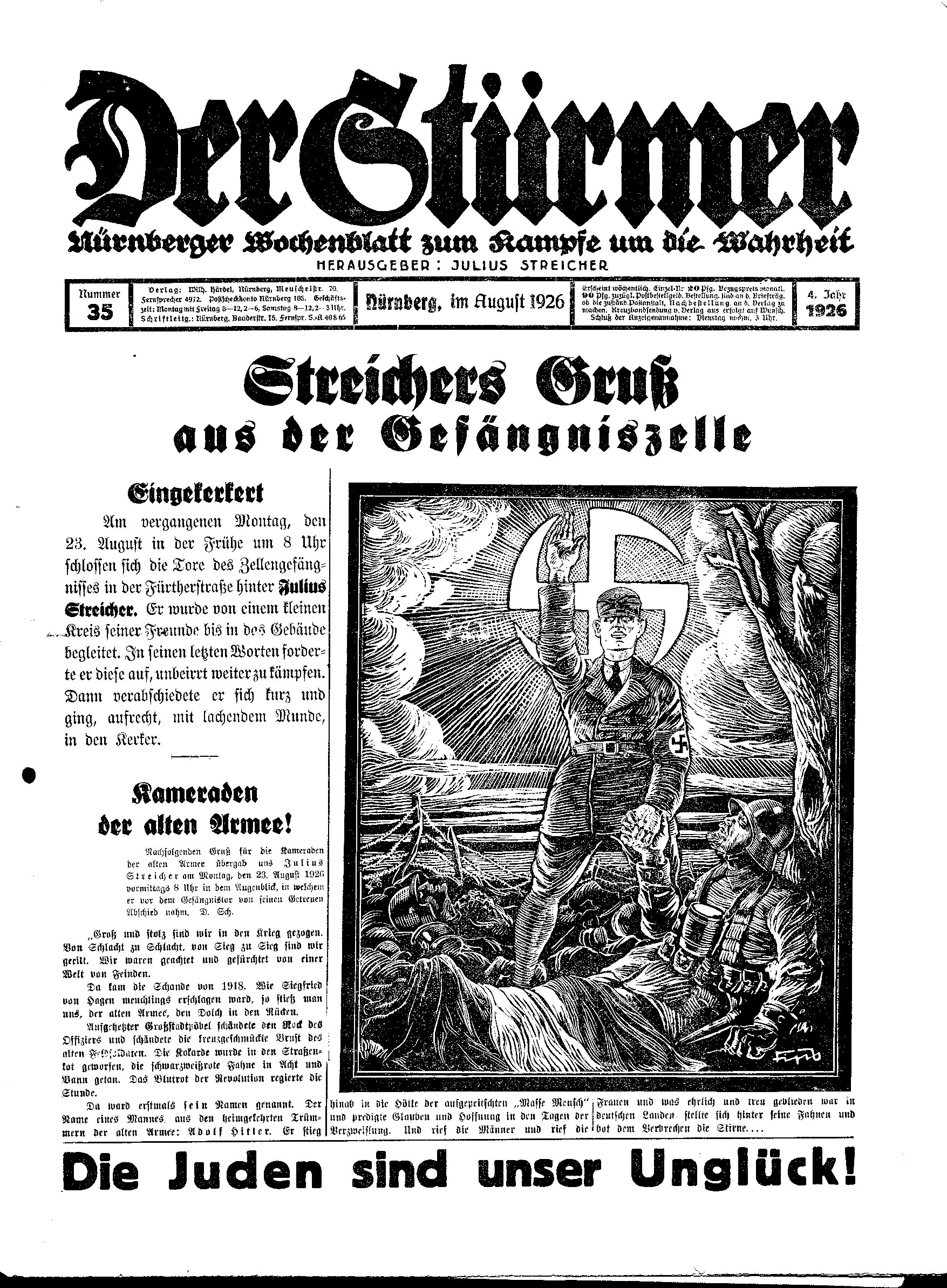 Der Stürmer - 1926 Nr. 35 (6 S., Scan, Fraktur)