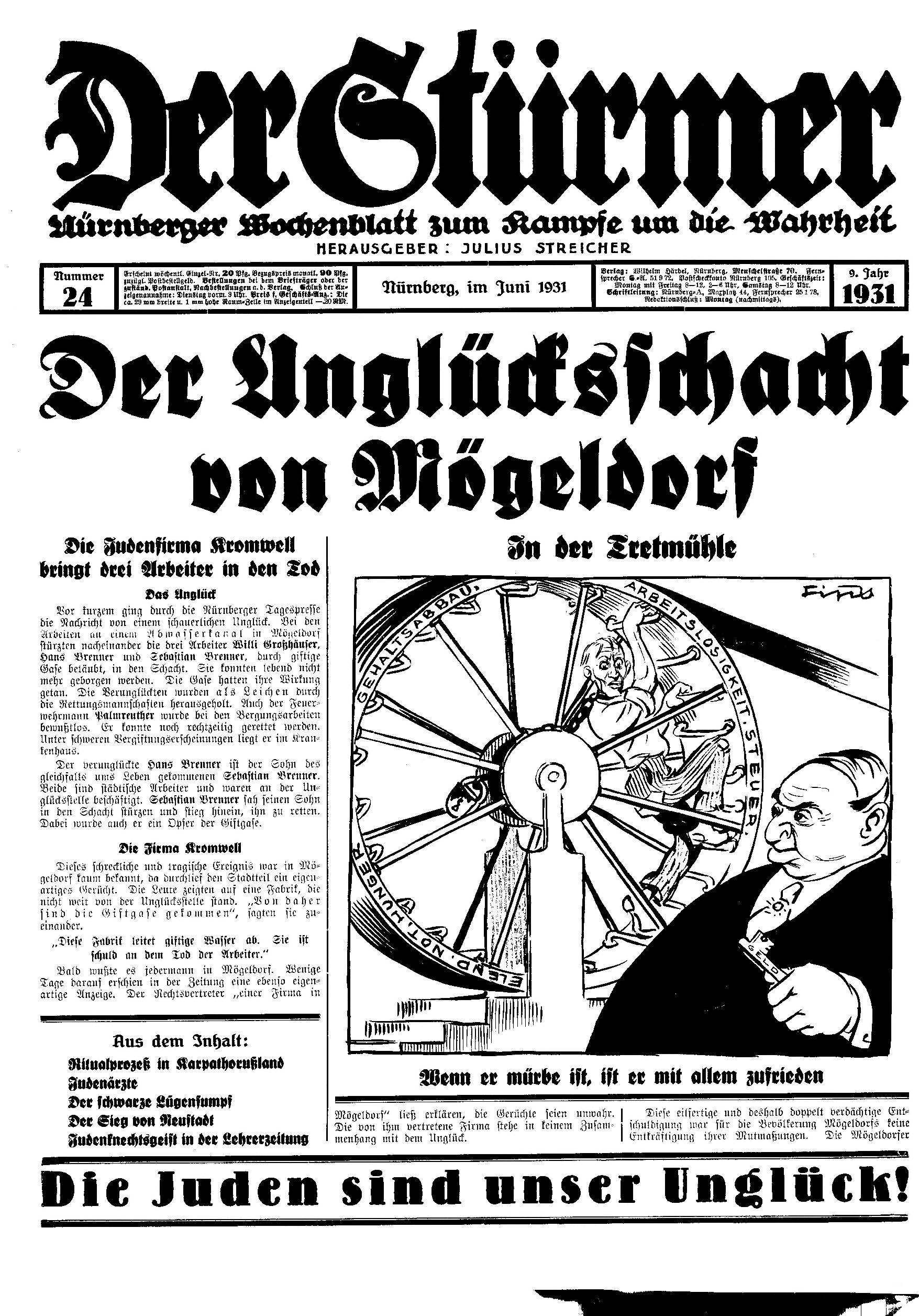 Der Stürmer - 1931 Nr. 24 (8 S., Scan, Fraktur)
