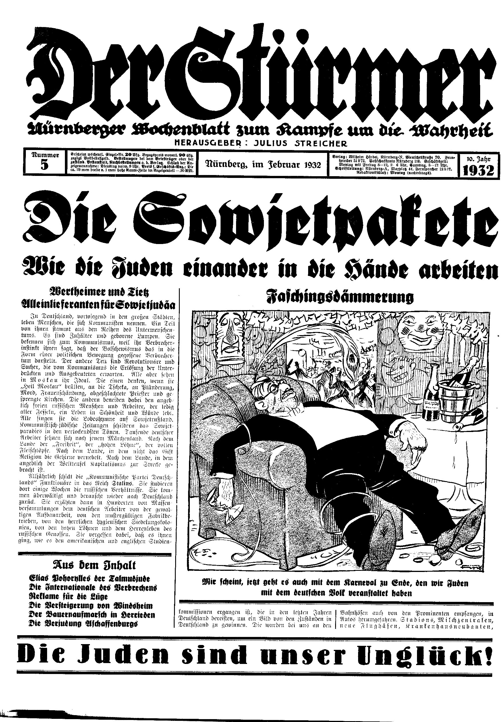 Der Stürmer - 1932 Nr. 05 (8 S., Scan, Fraktur)