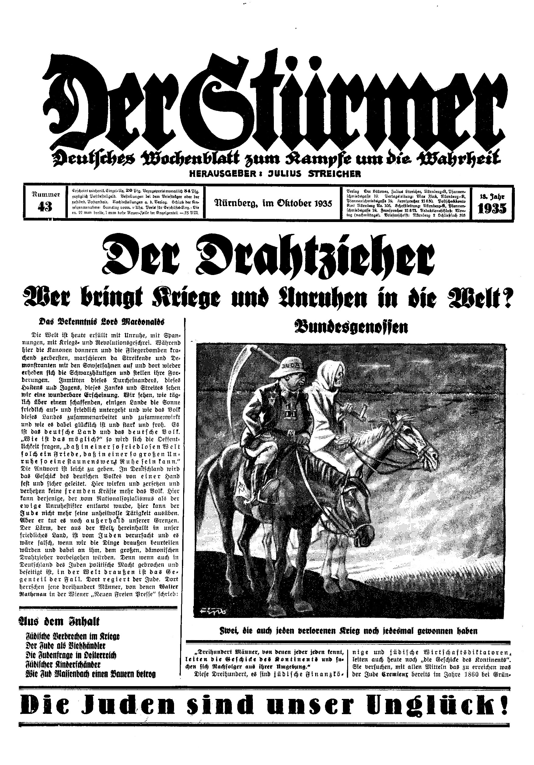 Der Stürmer - 1935 Nr. 43 (12 S., Scan, Fraktur)