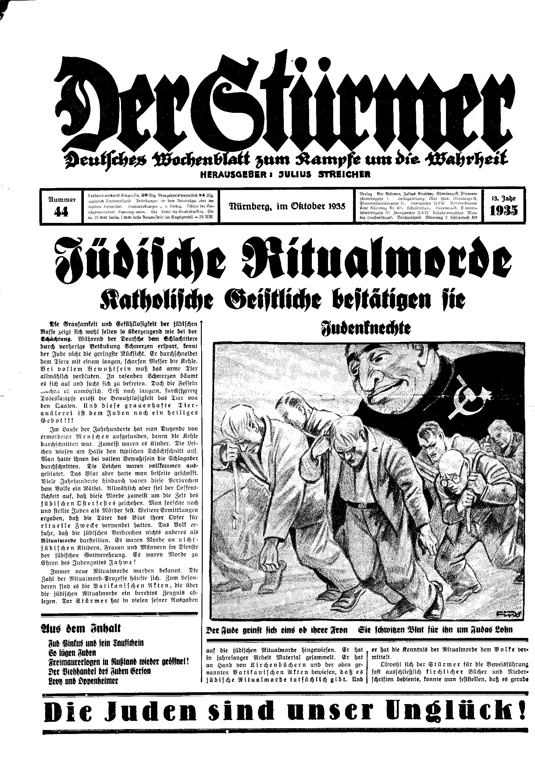Der Stürmer - 1935 Nr. 44 - Jüdische Ritualmorde