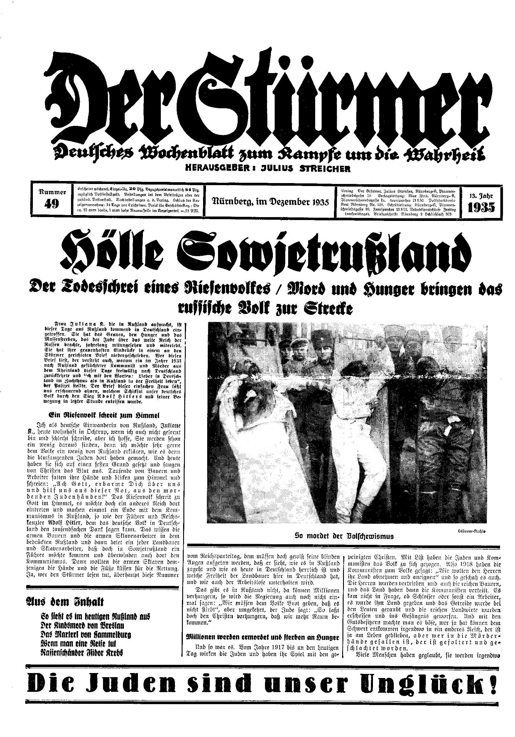 Der Stürmer - 1935 Nr. 49 - Hölle Sowjetrußland
