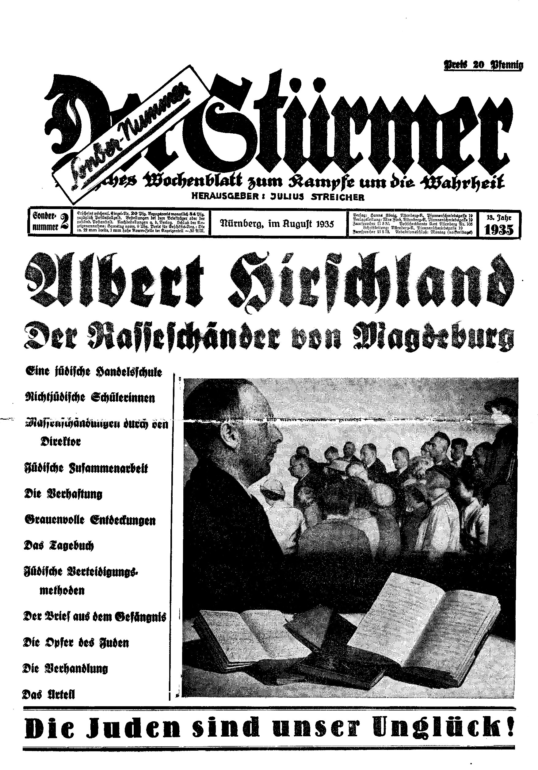 Der Stürmer - 1935 Sondernummer 2 - Albert Hirschland