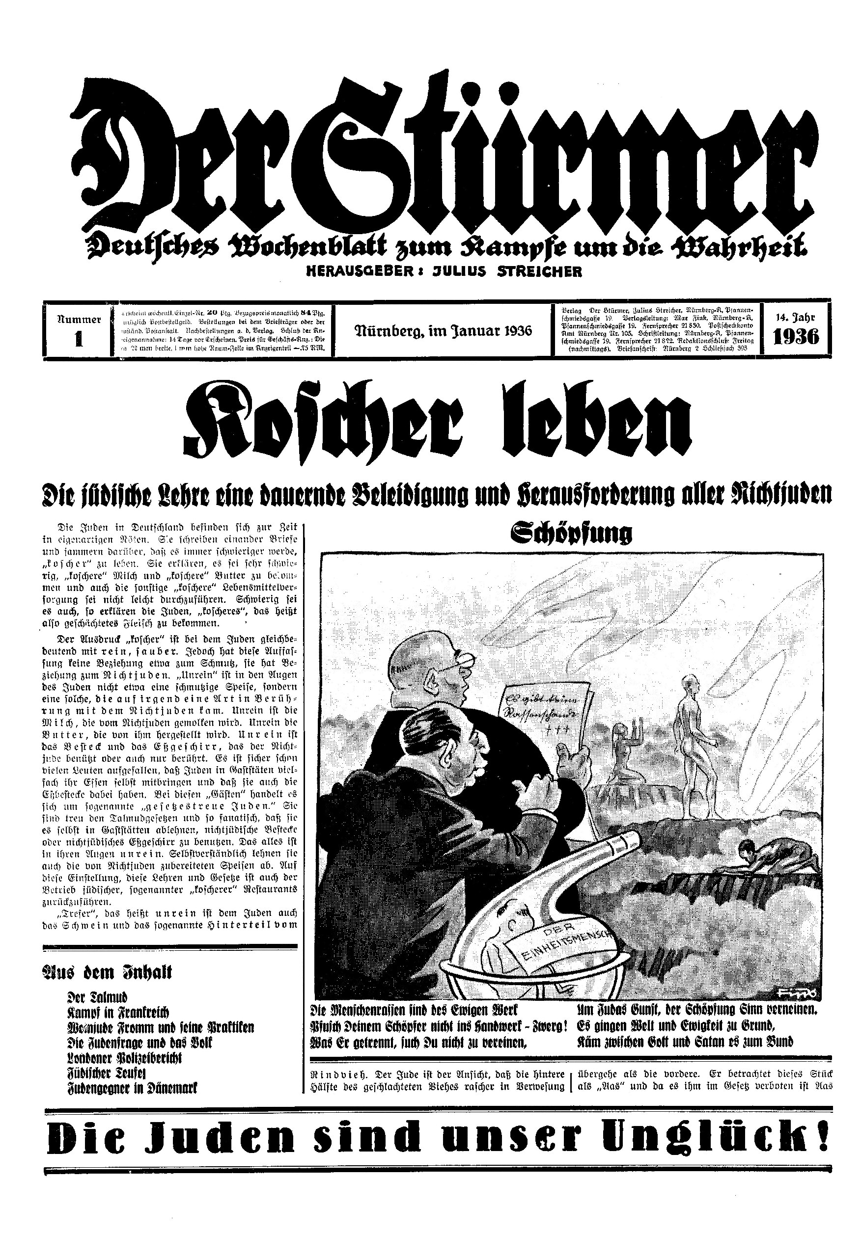 Der Stürmer - 1936 Nr. 01 - Koscher leben