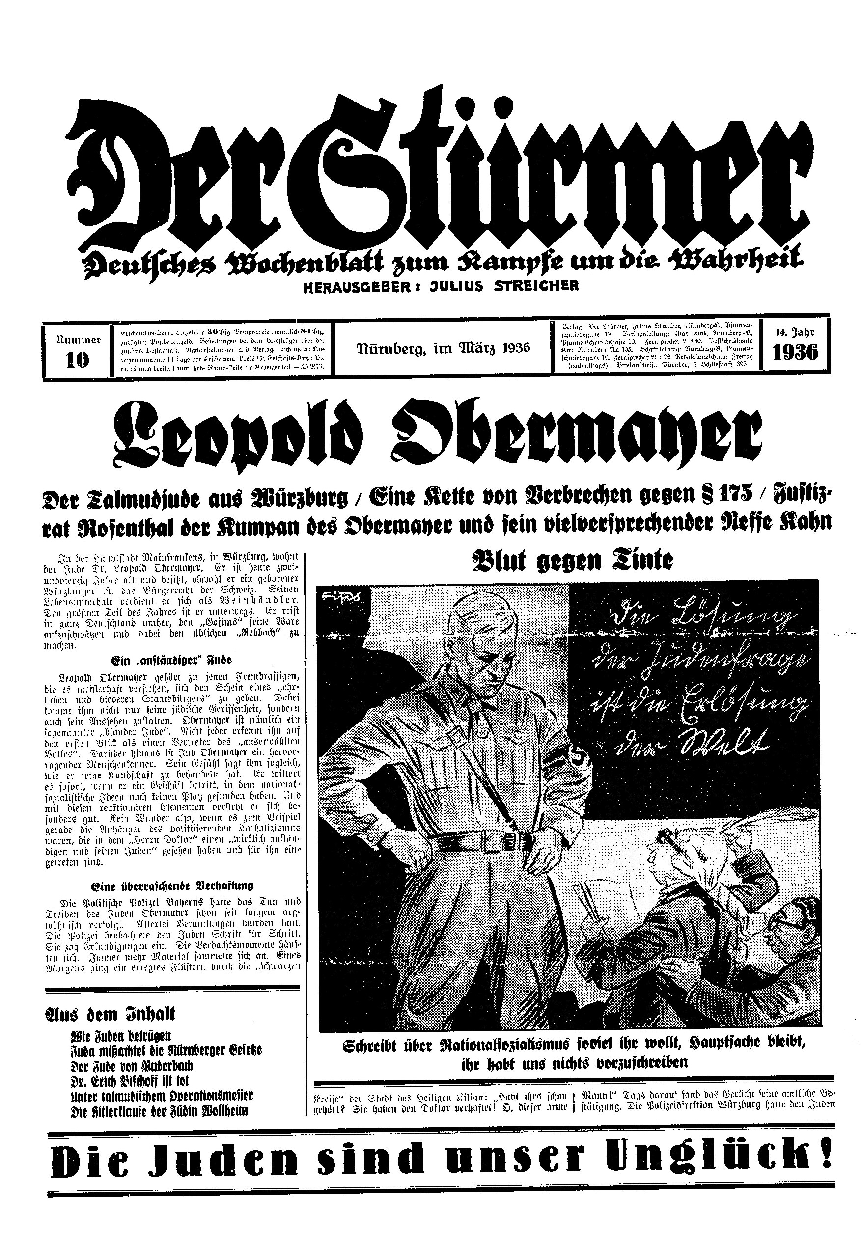 Der Stürmer - 1936 Nr. 10 - Leopold Obermaner