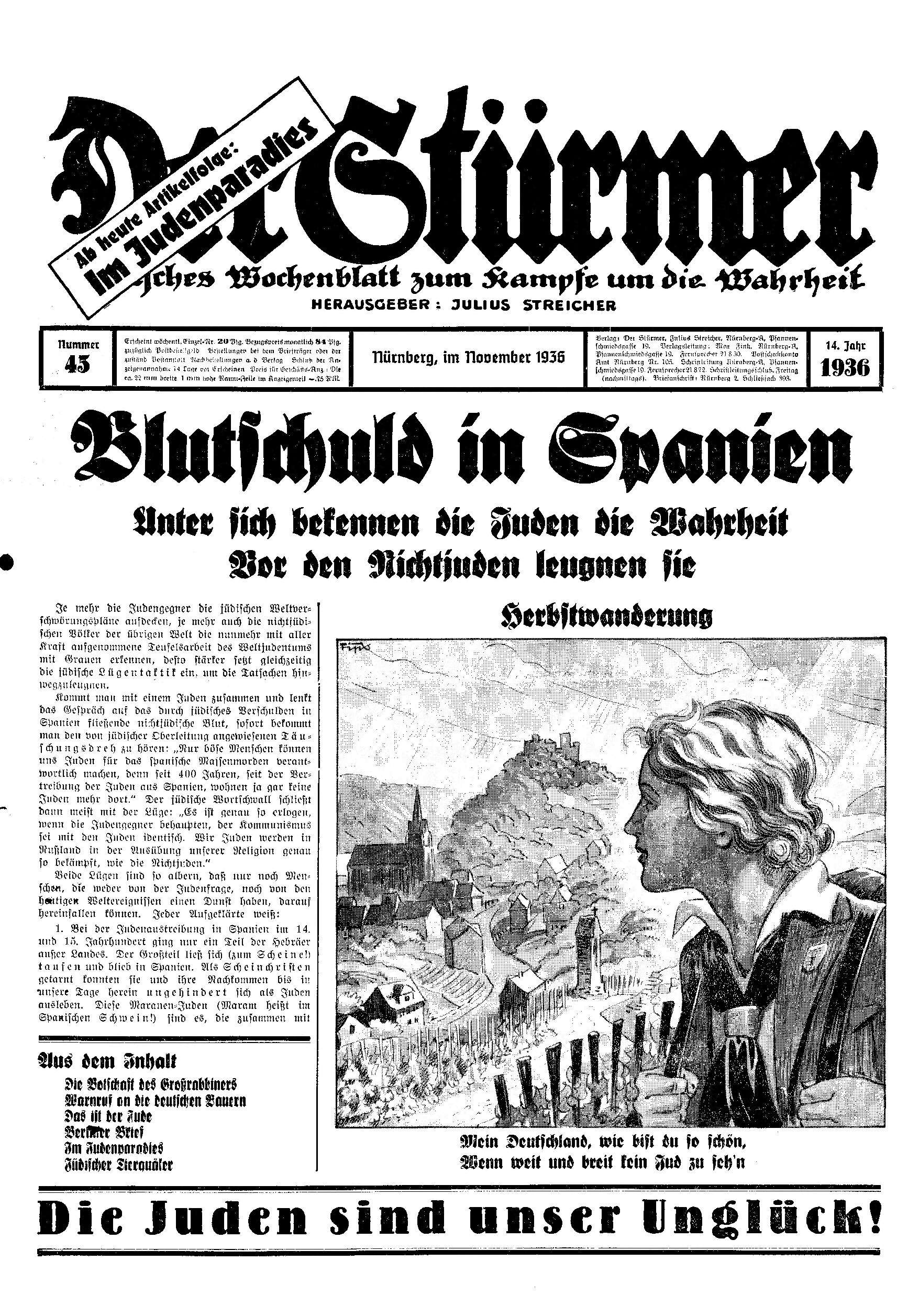 Der Stürmer - 1936 Nr. 45 - Blutschuld in Spanien