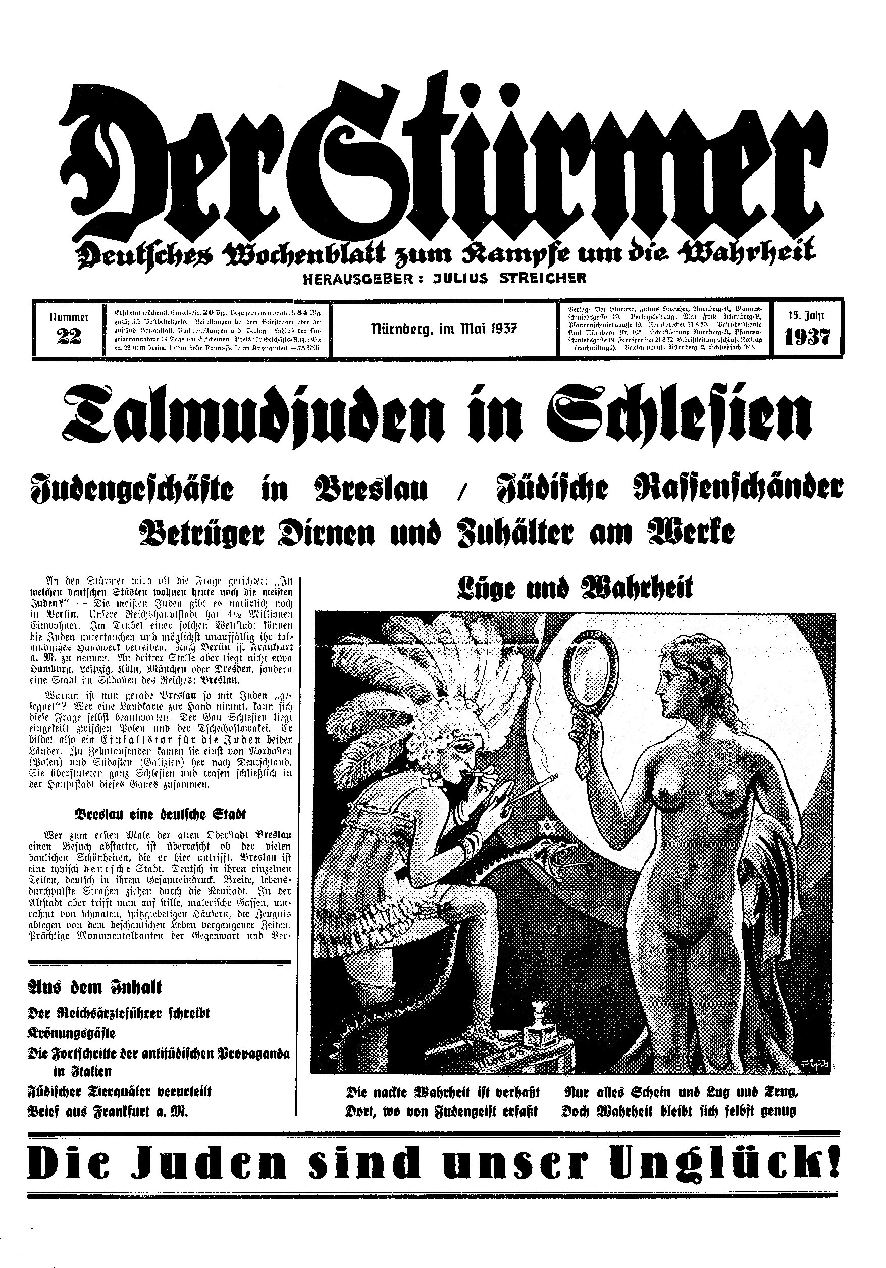 Der Stürmer - 1937 Nr. 22 - Talmudjuden in Schlesien