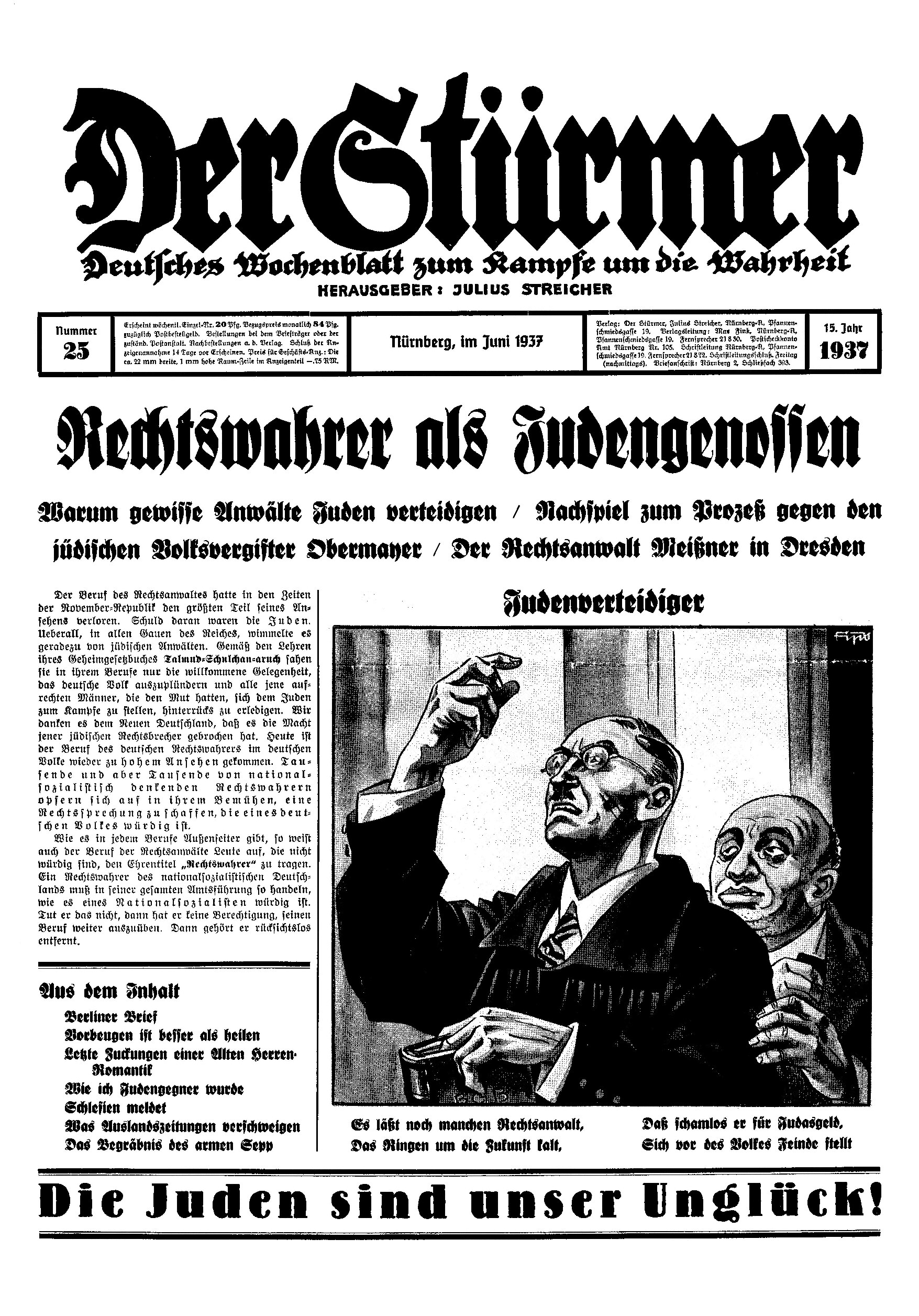 Der Stürmer - 1937 Nr. 25 - Rechtswahrer als Judengenossen