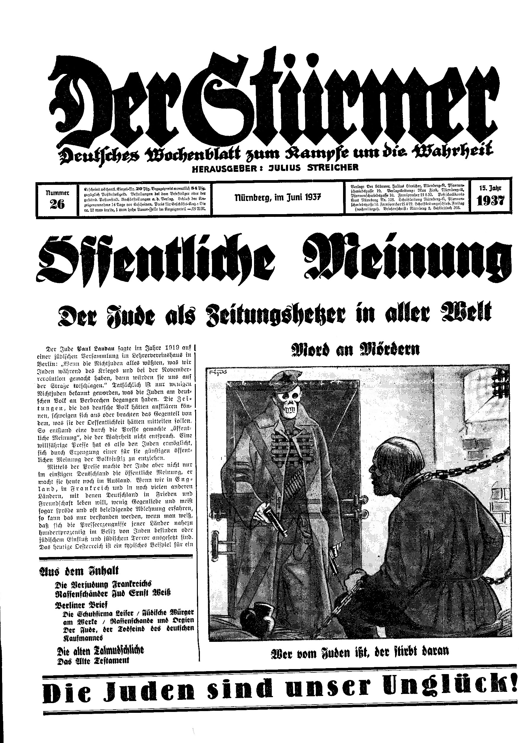 Der Stürmer - 1937 Nr. 26 - Öffentliche Meinung