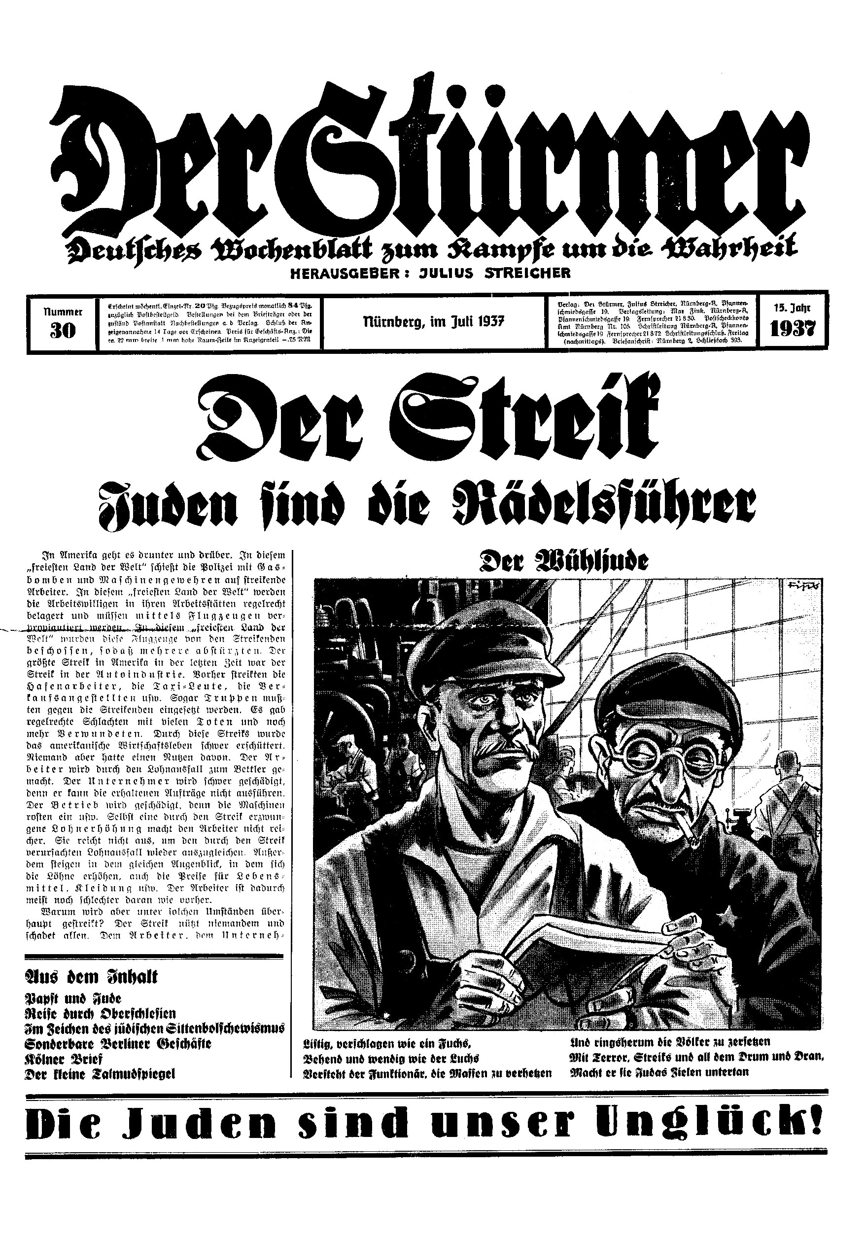 Der Stürmer - 1937 Nr. 30 - Der Streik
