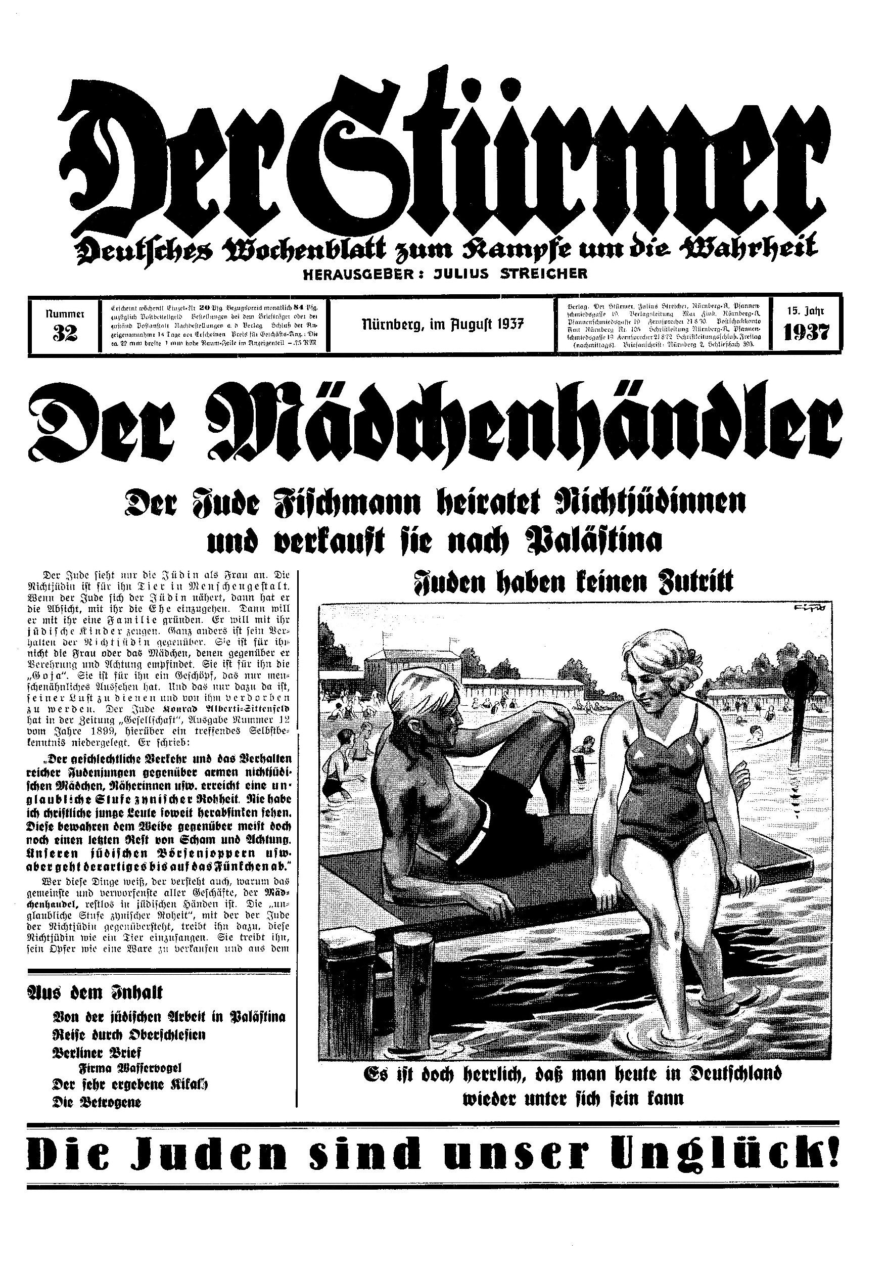 Der Stürmer - 1937 Nr. 32 - Der Mädchenhändler
