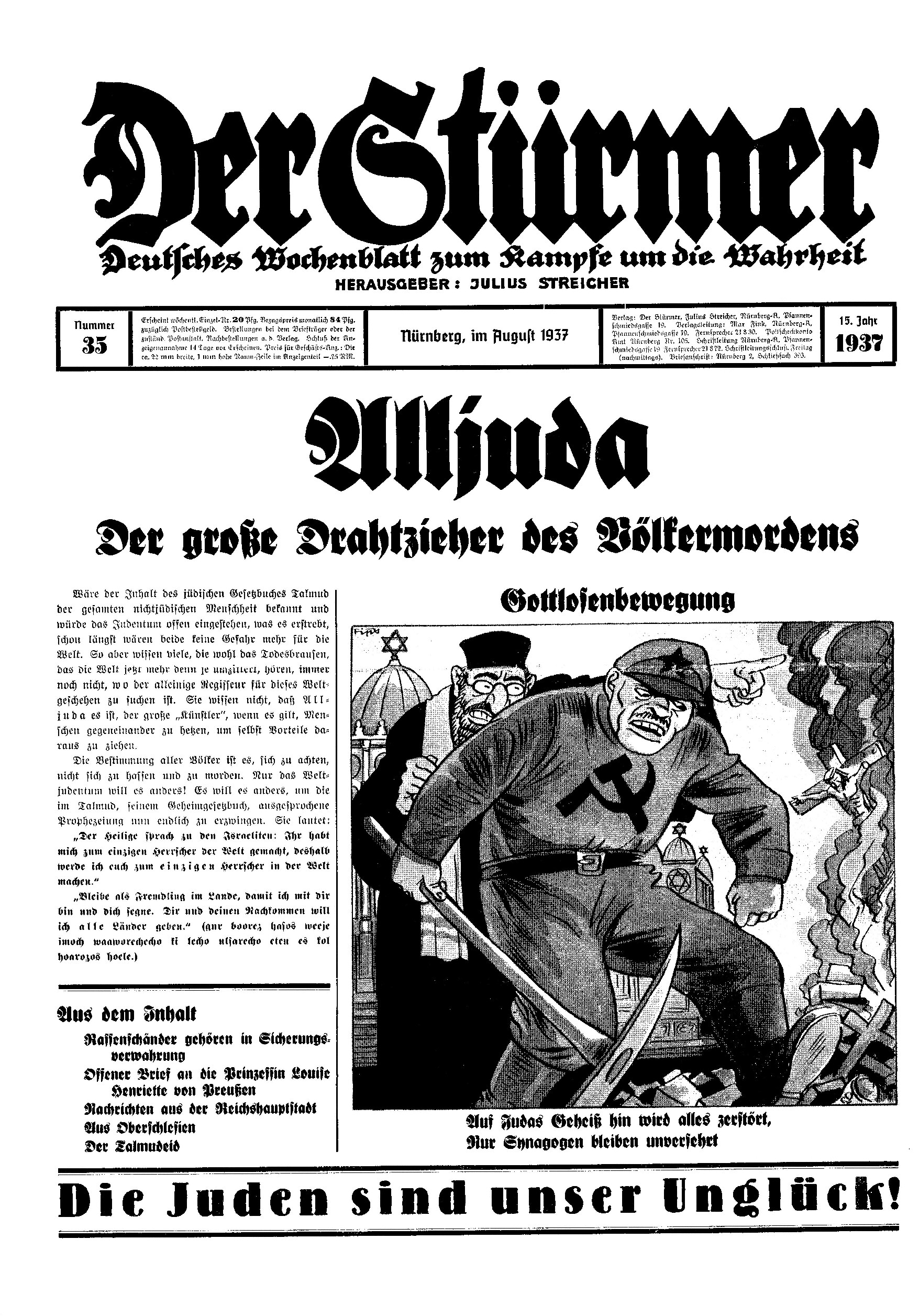 Der Stürmer - 1937 Nr. 35 - Alljuda