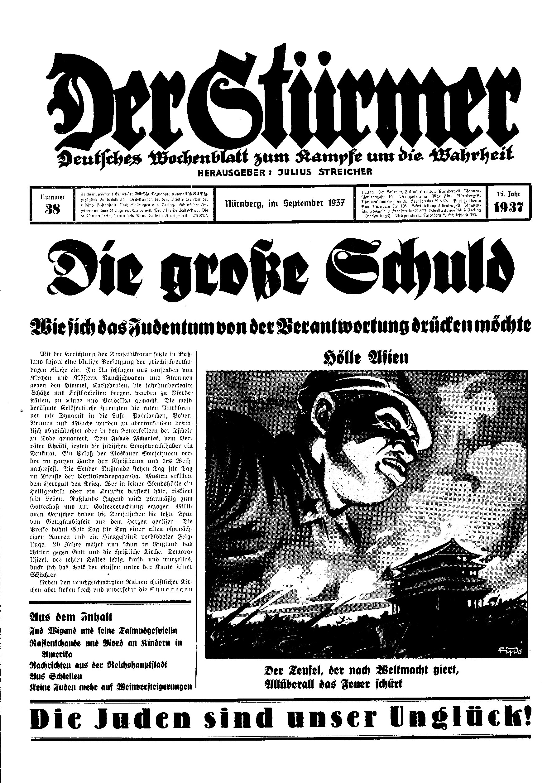 Der Stürmer - 1937 Nr. 38 - Die große Schuld