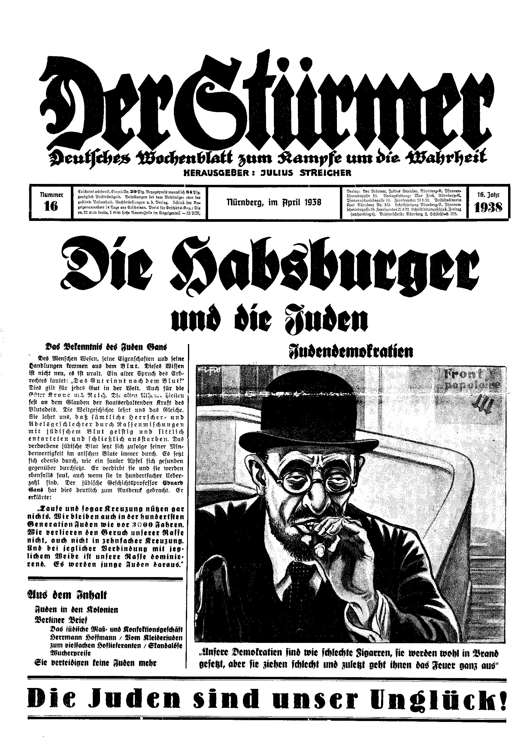 Der Stürmer - 1938 Nr. 16 - Die Habsburger und die Juden