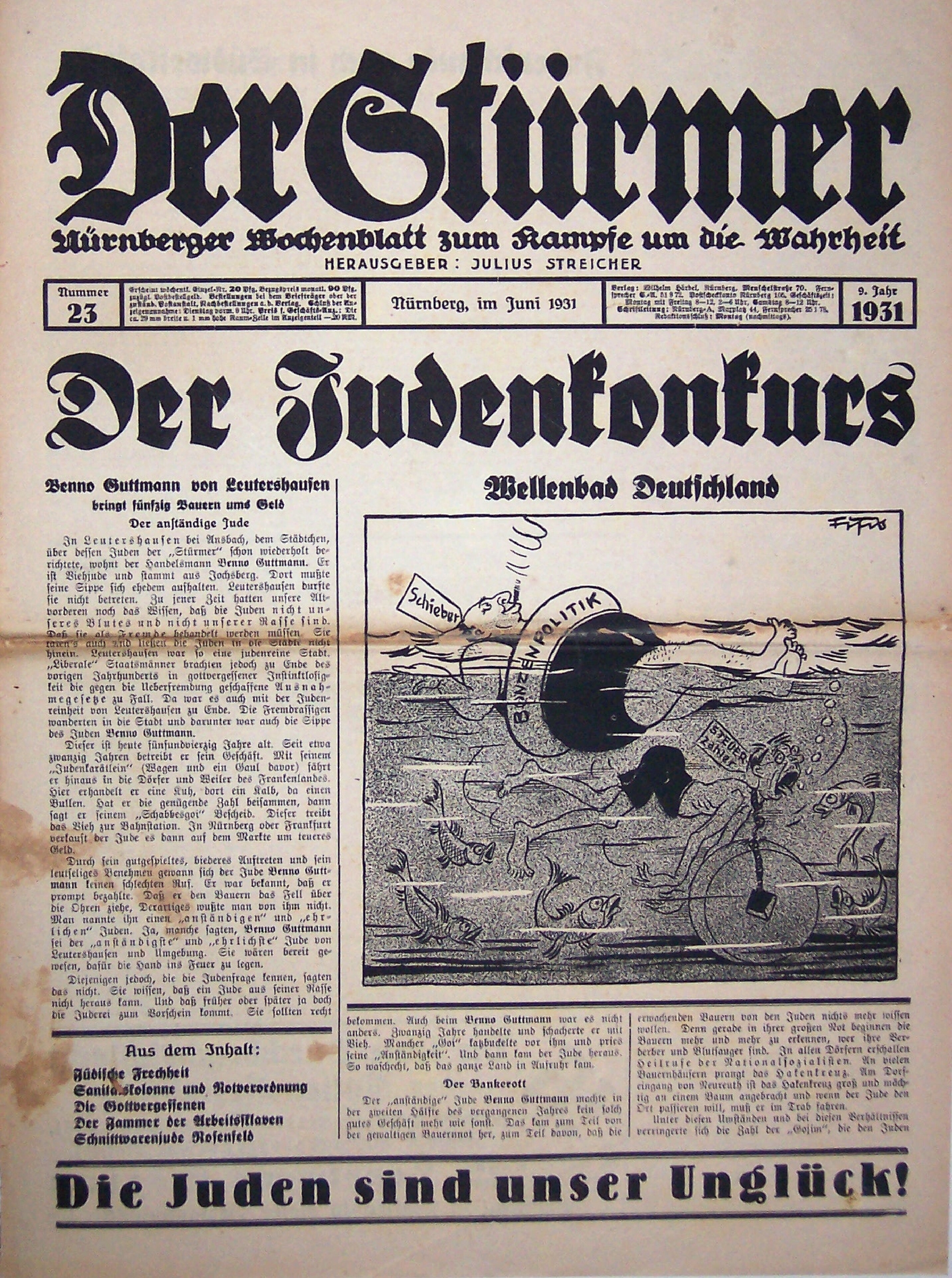 Der Stürmer - 1938 Nr. 23 - Der Judenkonkurs