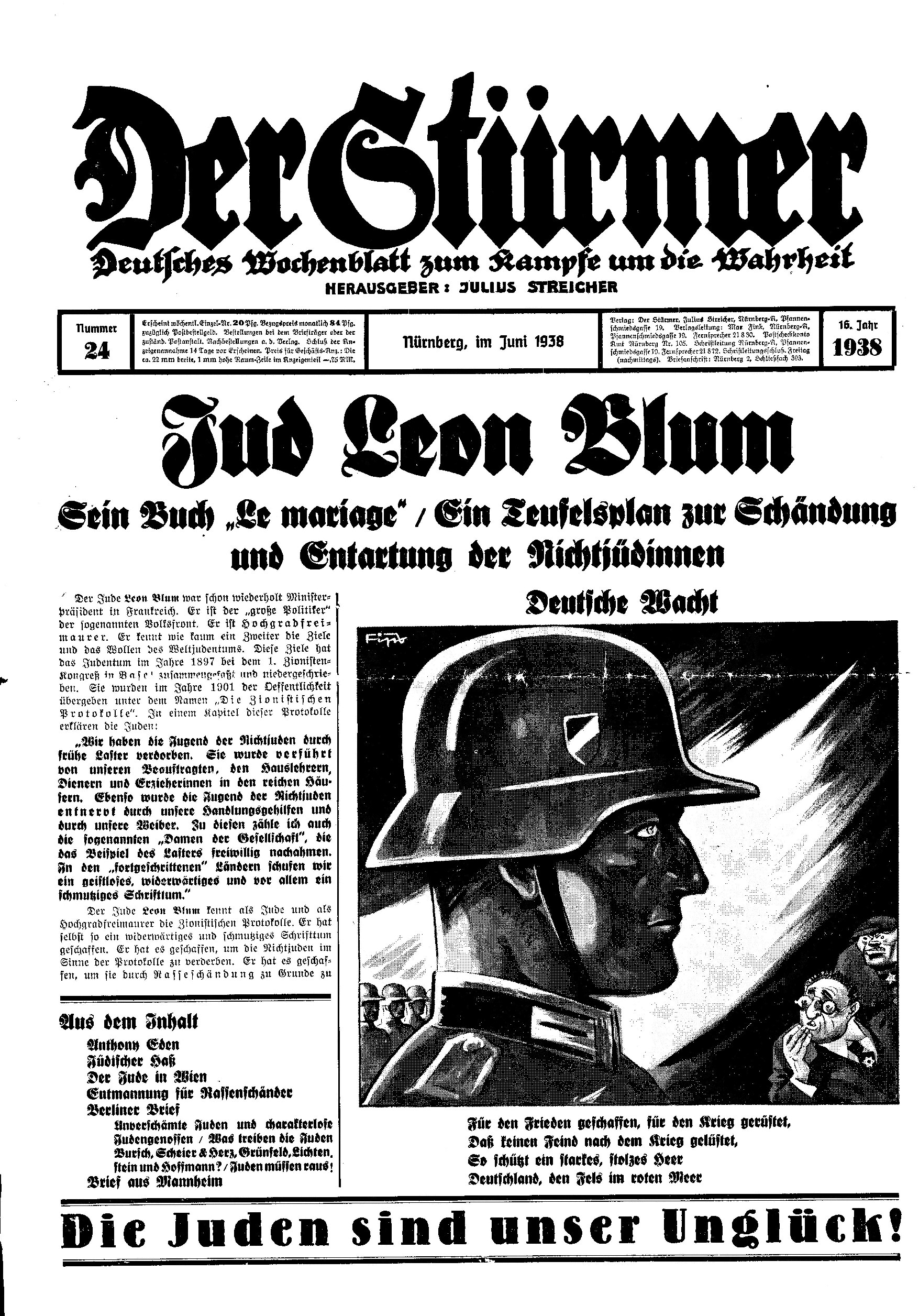 Der Stürmer - 1938 Nr. 24 - Jud Leon Blum