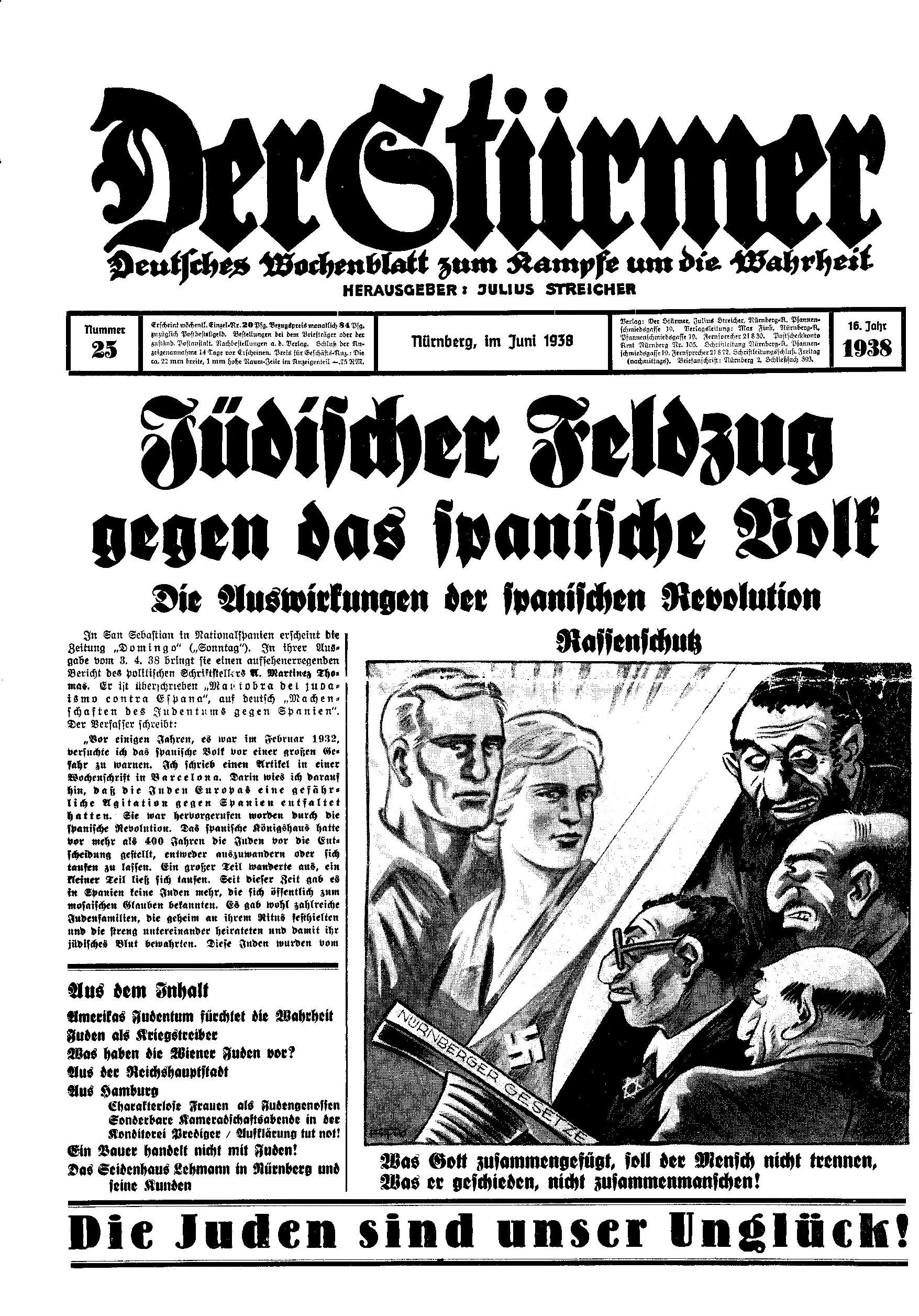 Der Stürmer - 1938 Nr. 25 - Jüdischer Feldzug gegen das spanische Volk