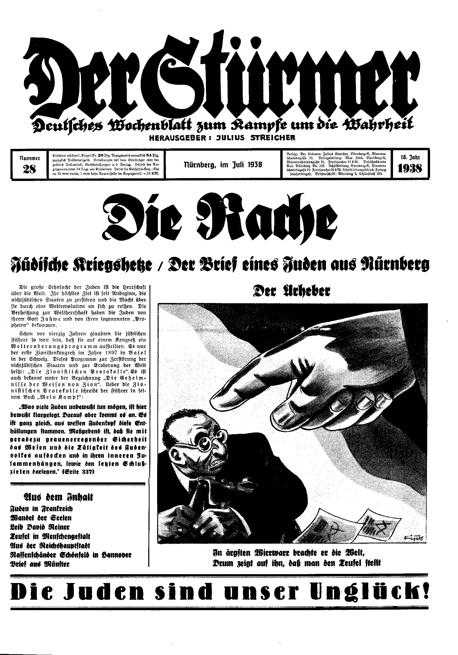 Der Stürmer - 1938 Nr. 28 - Die Rache