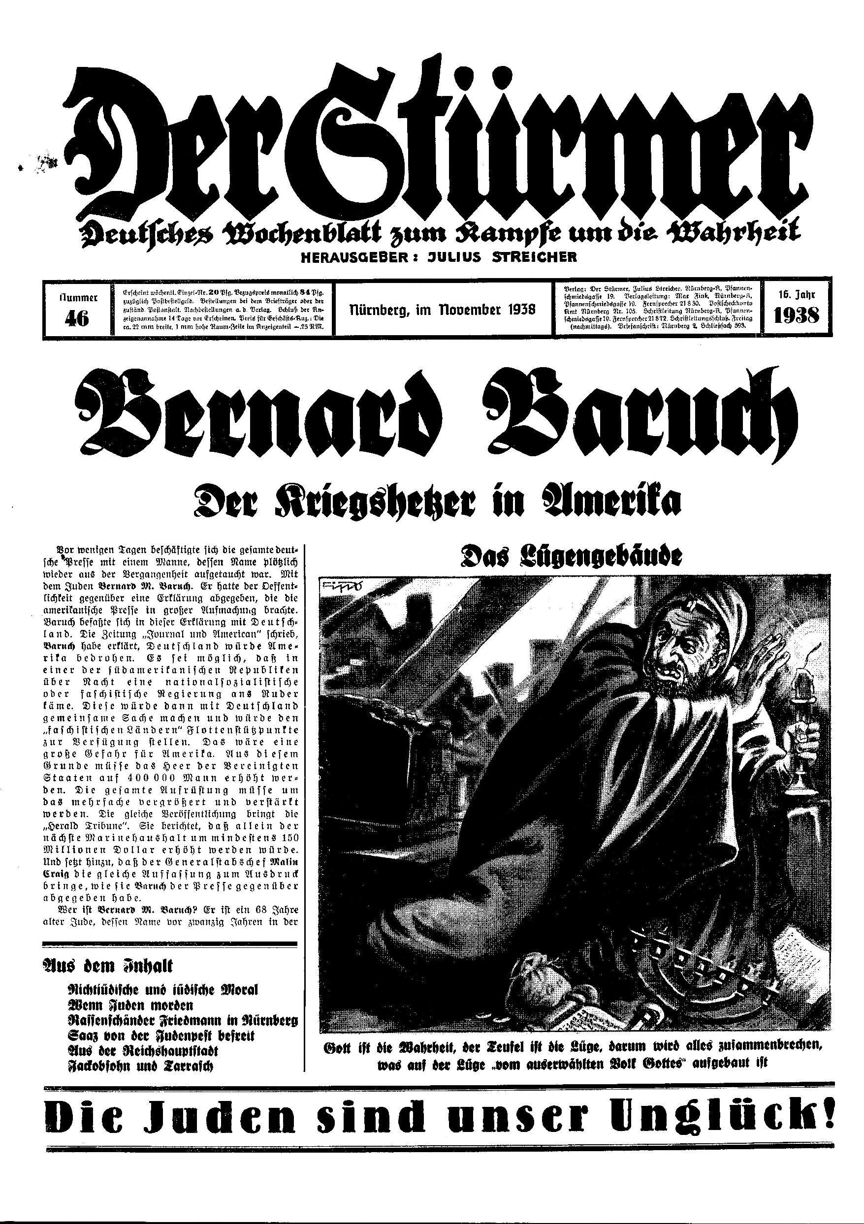 Der Stürmer - 1938 Nr. 46 - Bernard Baruch
