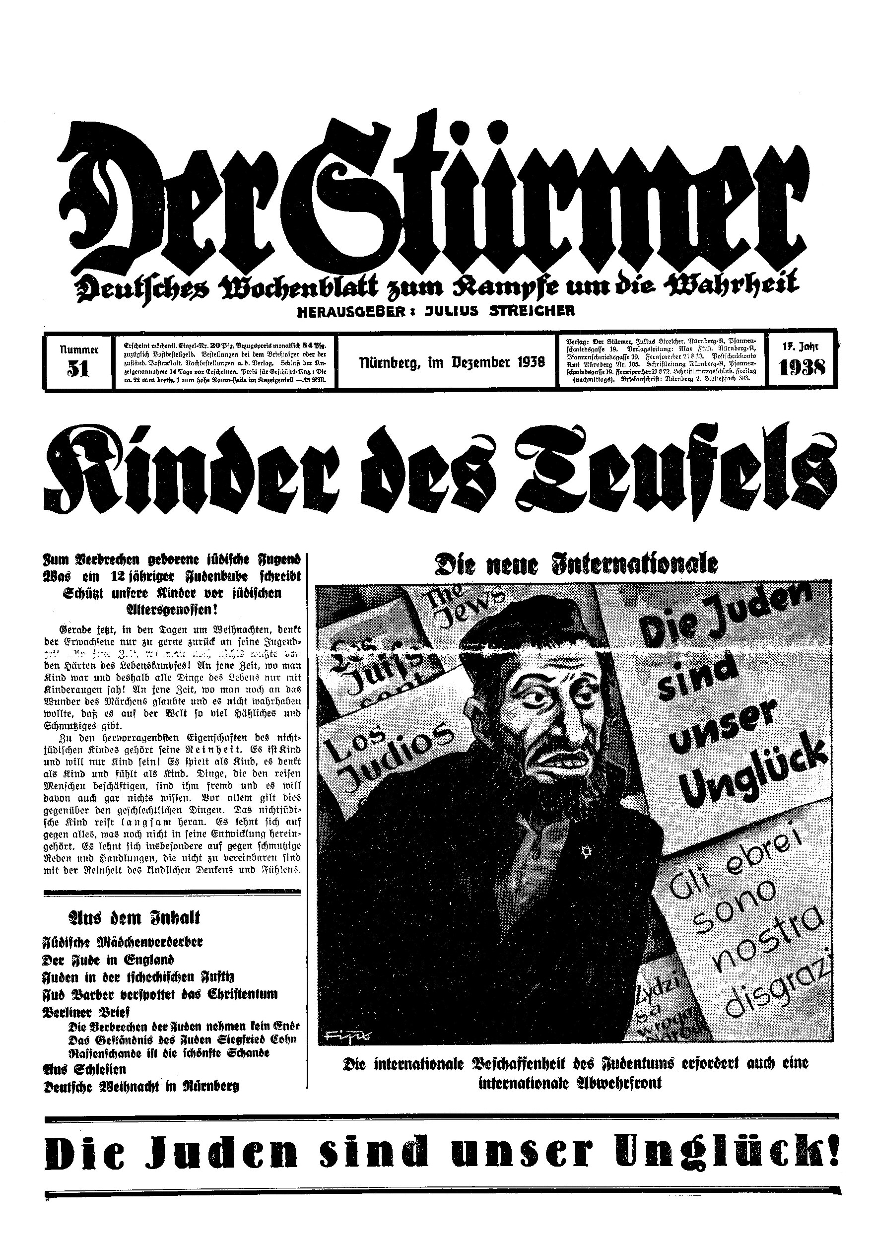 Der Stürmer - 1938 Nr. 51 - Kinder des Teufels