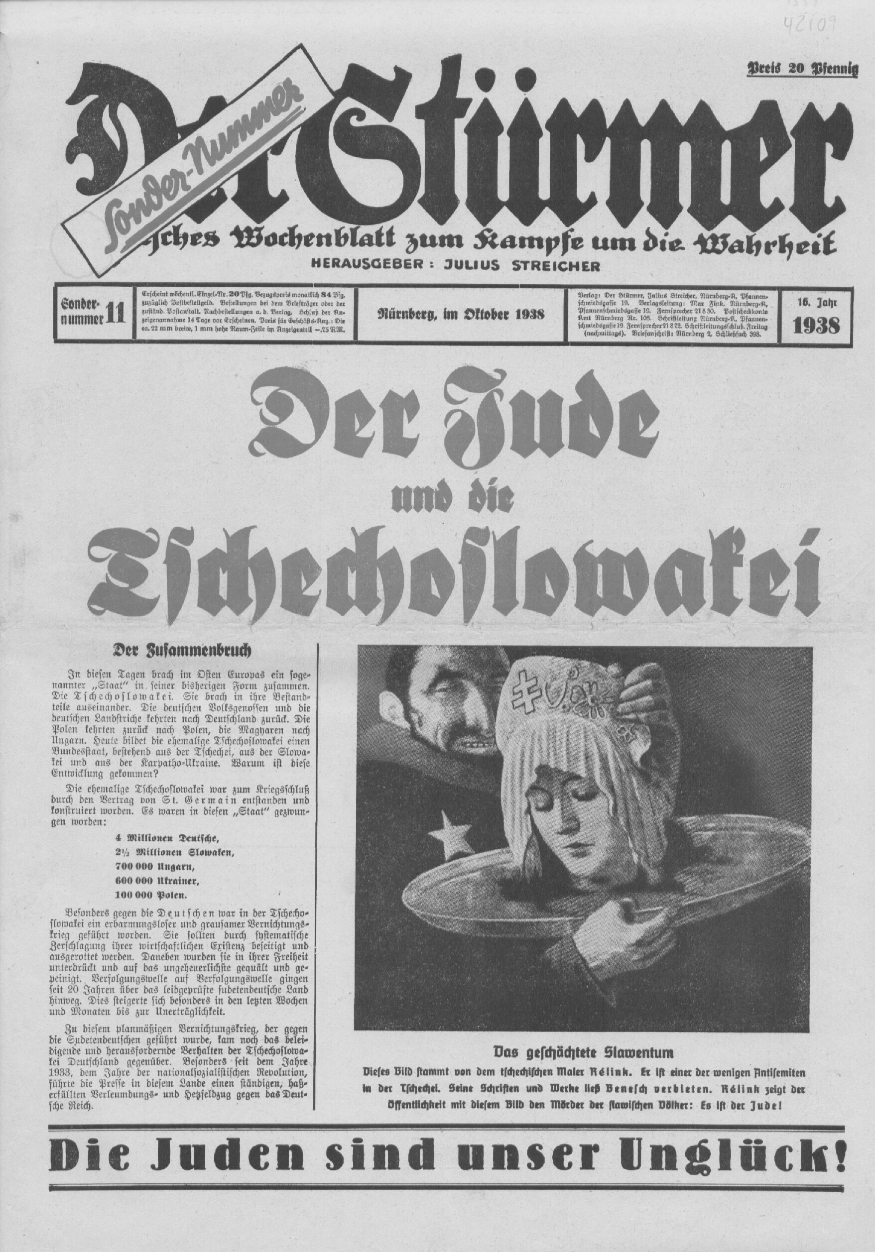 Der Stürmer - 1938 Sondernummer 11 - Der Jude und die Tschechoslowakei