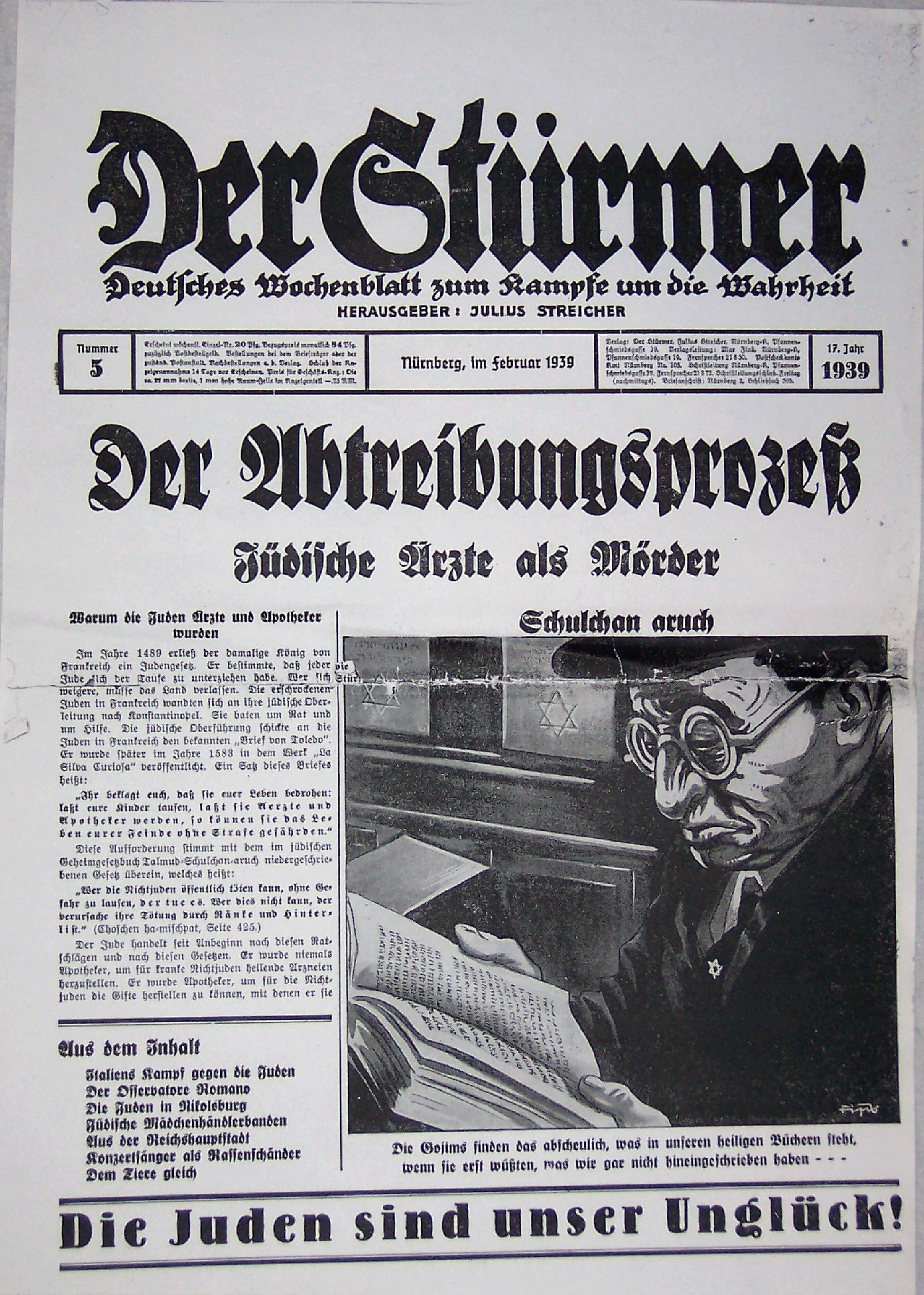 Der Stürmer - 1939 Nr. 05 - Der Abtreibungsprozeß