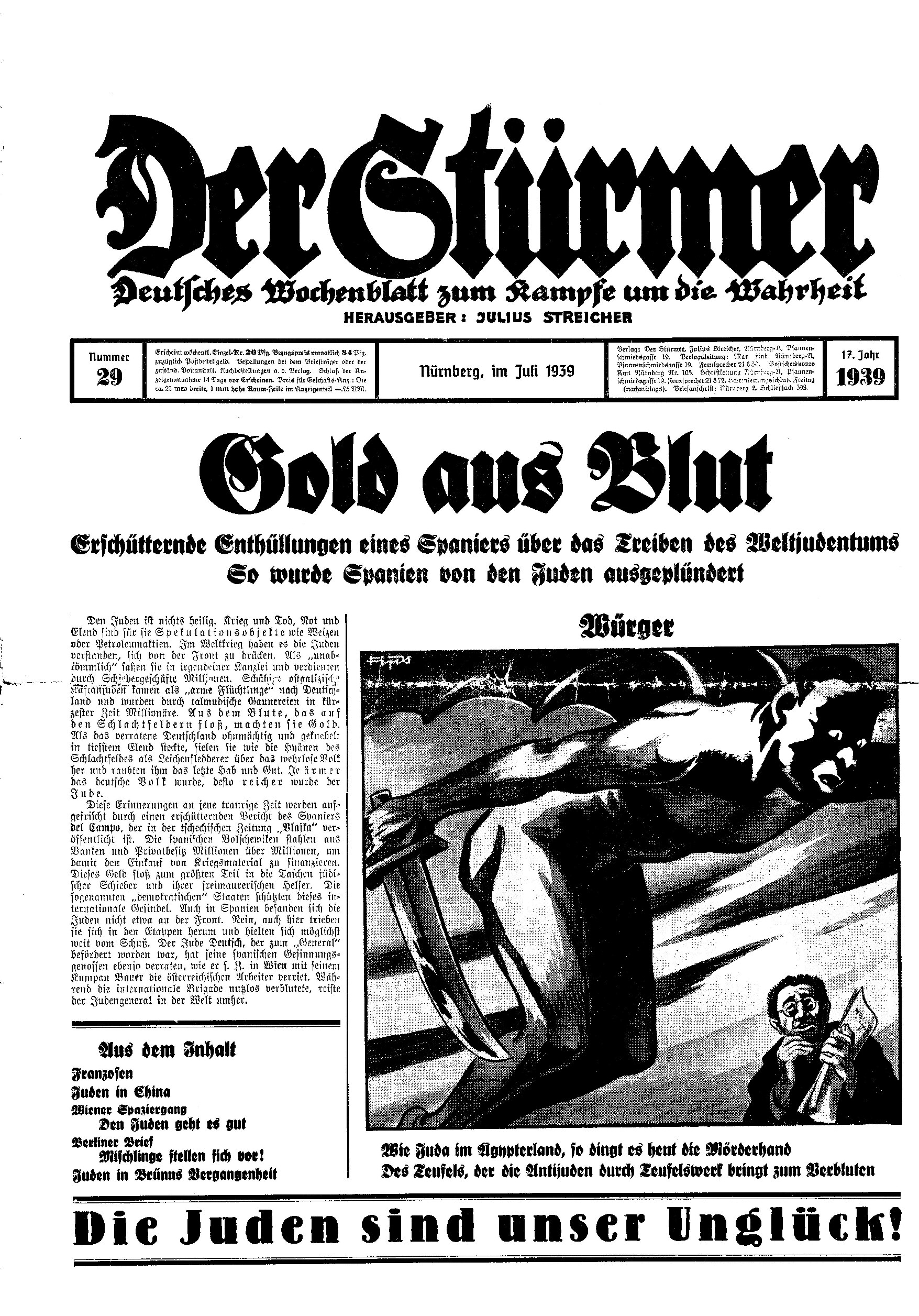 Der Stürmer - 1939 Nr. 29 - Gold aus Blut