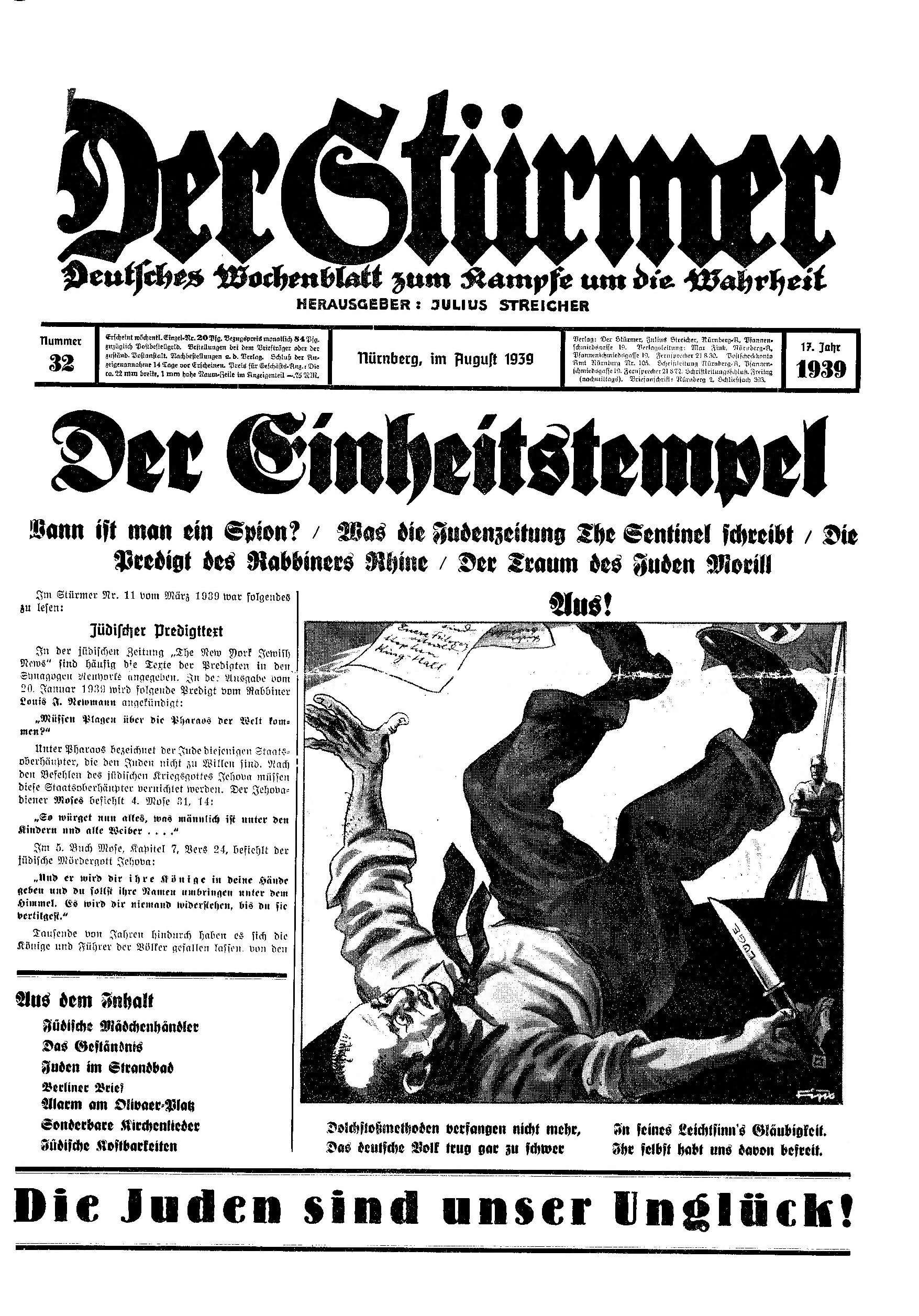 Der Stürmer - 1939 Nr. 32 - Der Einheitstempel