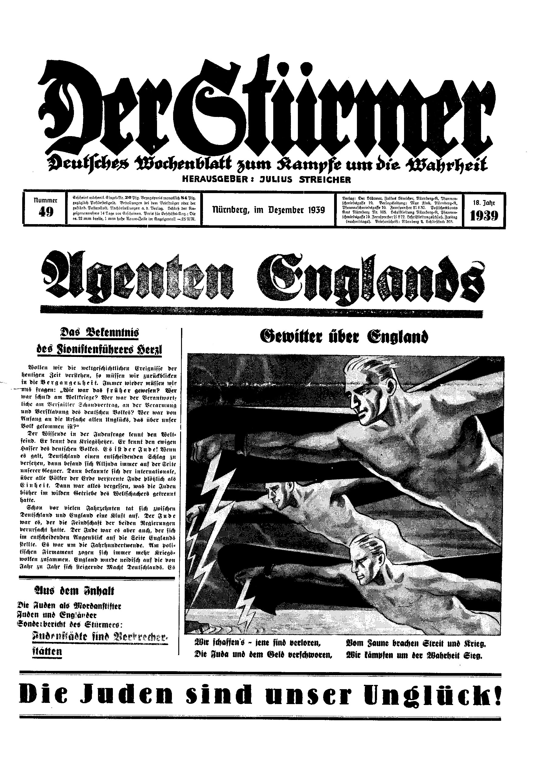 Der Stürmer - 1939 Nr. 49 - Agenten Englands