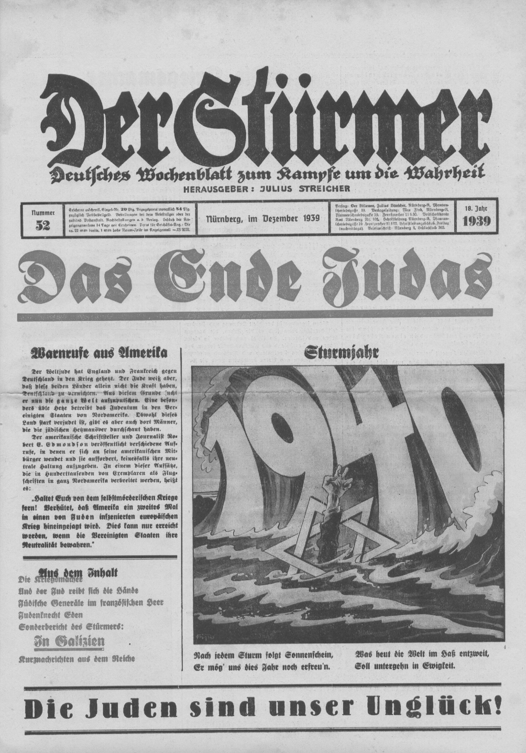 Der Stürmer - 1939 Nr. 52 - Das Ende Judas
