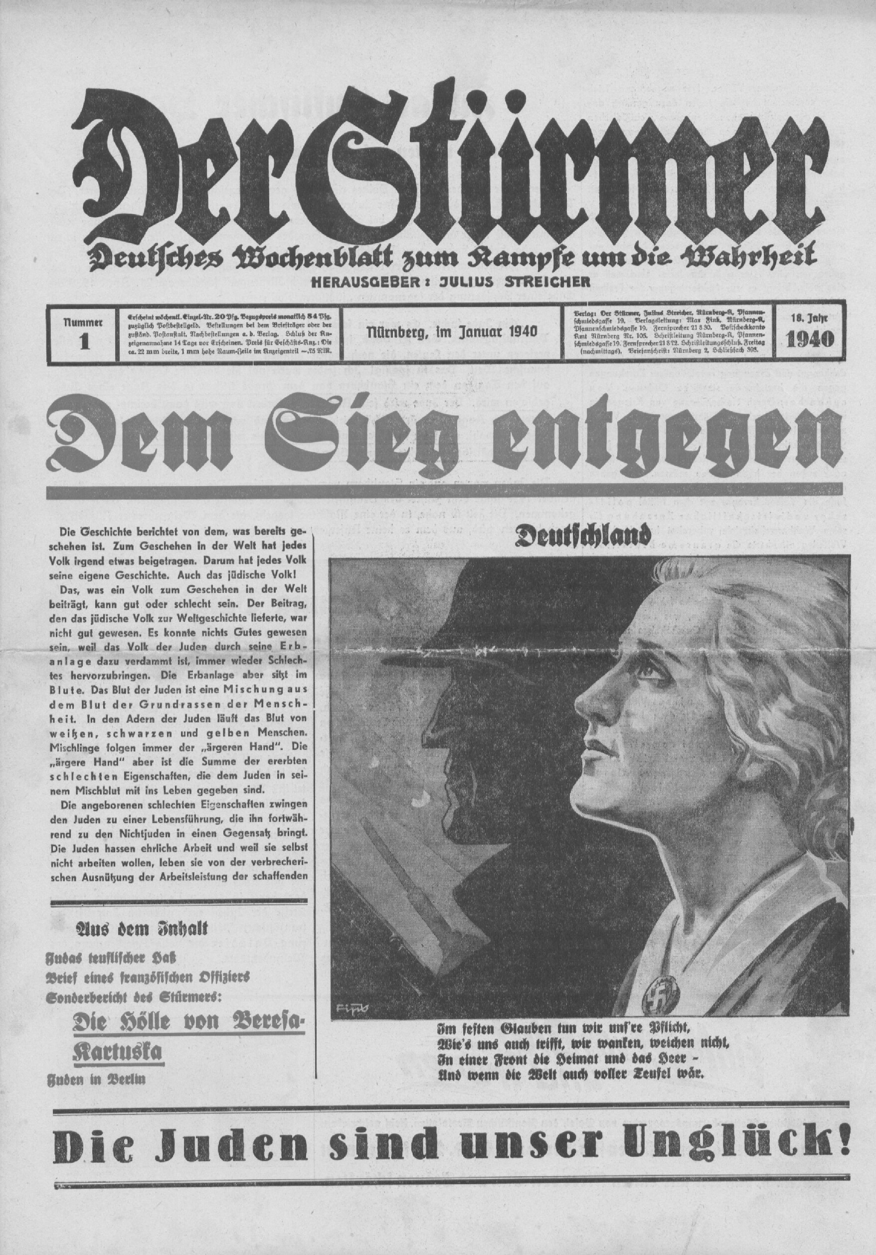 Der Stürmer - 1940 Nr. 01 - Dem Sieg entgegen