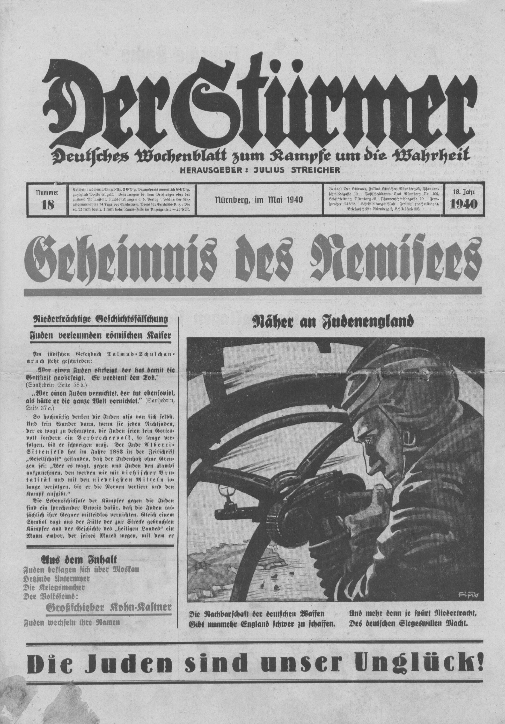 Der Stürmer - 1940 Nr. 18 - Geheimnis des Remisees