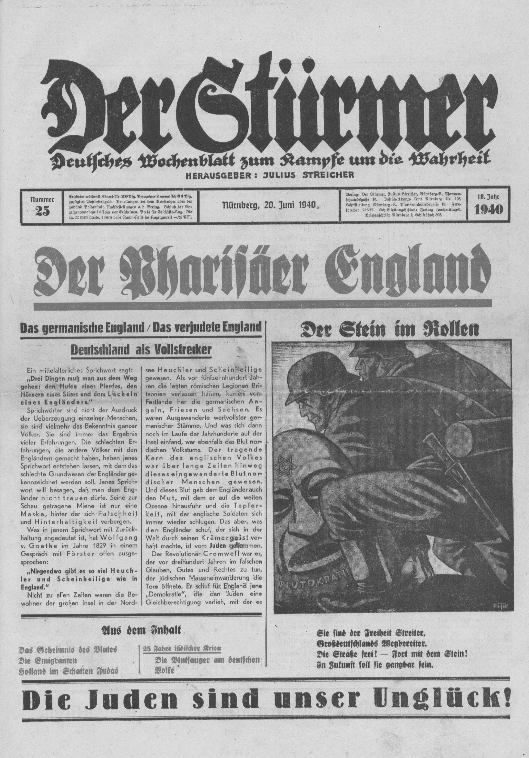 Der Stürmer - 1940 Nr. 25 - Der Pharisäer England