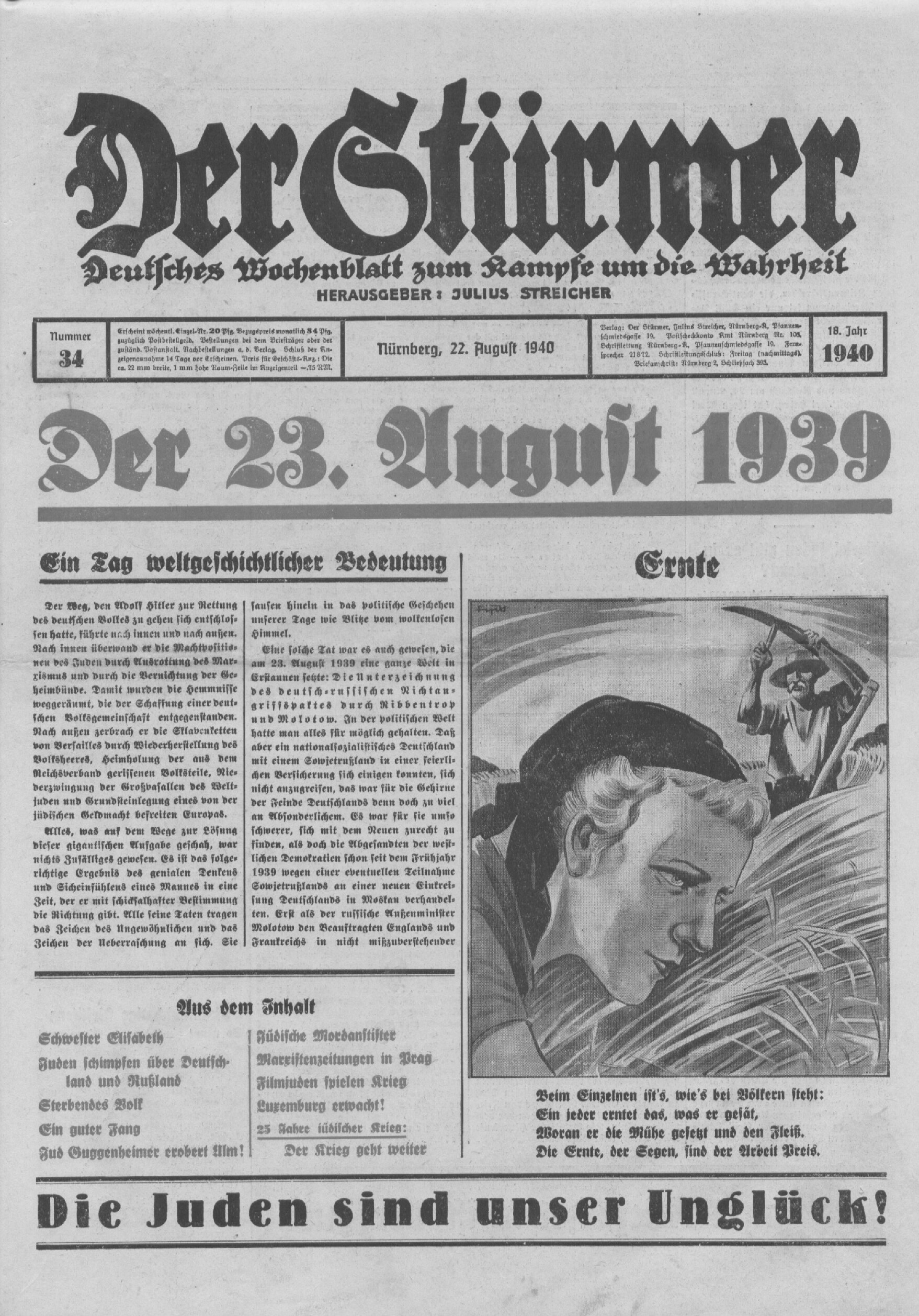 Der Stürmer - 1940 Nr. 34 - Der 23. August 1939