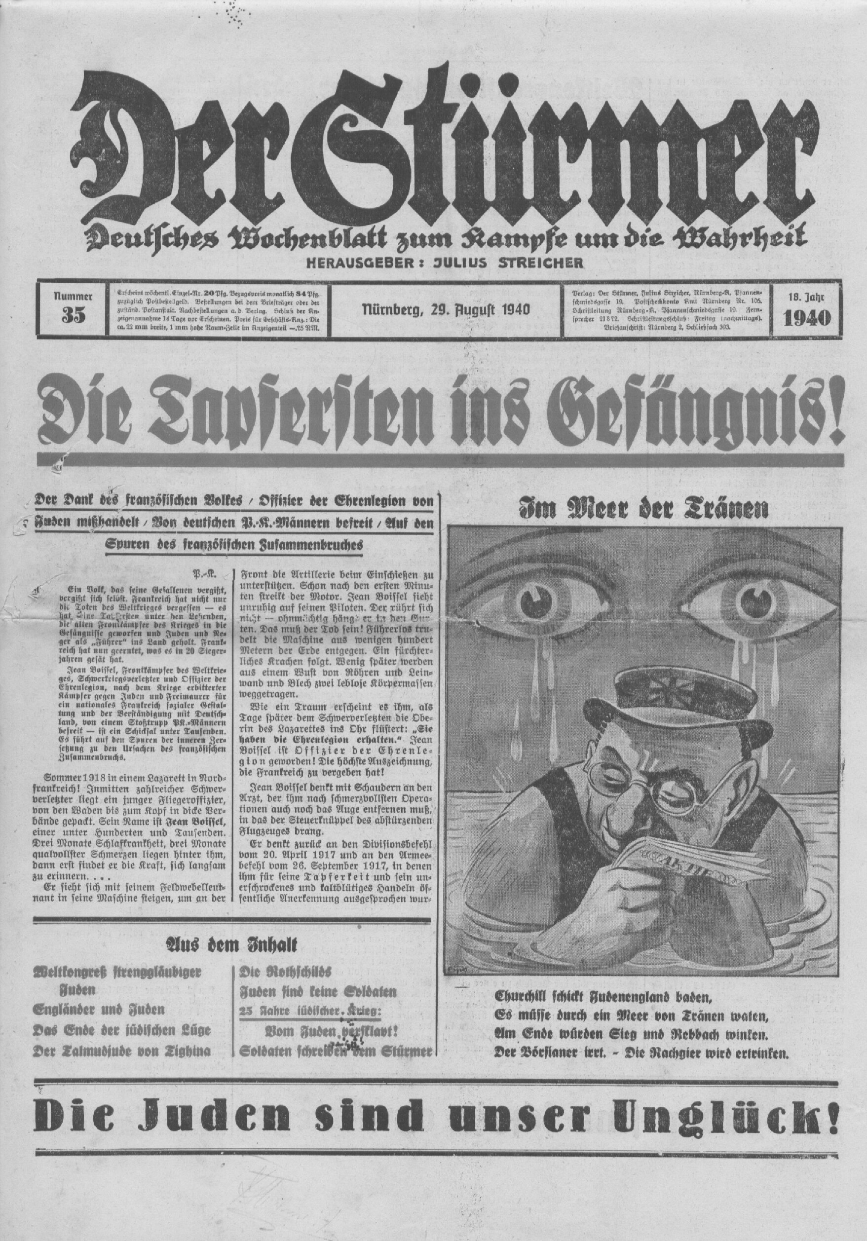 Der Stürmer - 1940 Nr. 35 - Die Tapfersten ins Gefängnis!