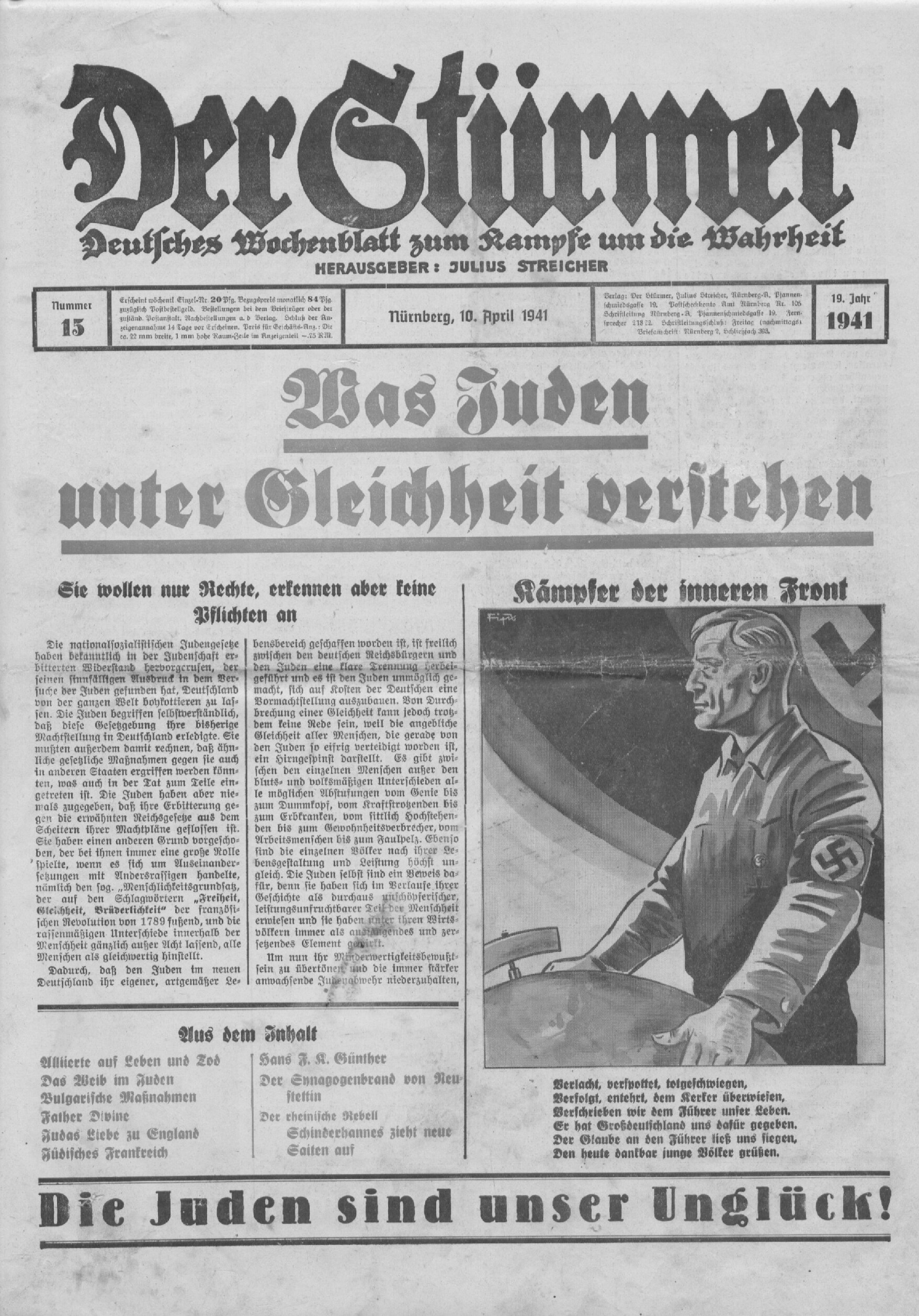 Der Stürmer - 1941 Nr. 15 - Was Juden unter Gleichheit verstehen