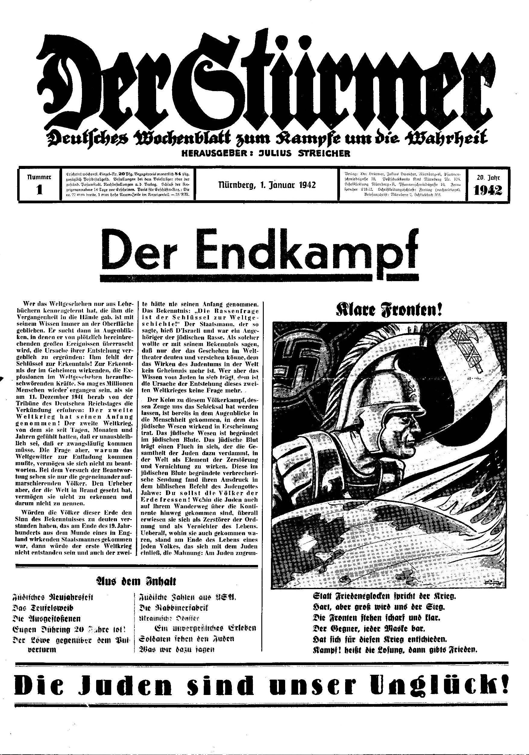 Der Stürmer - 1942 Nr. 01 - Der Endkampf