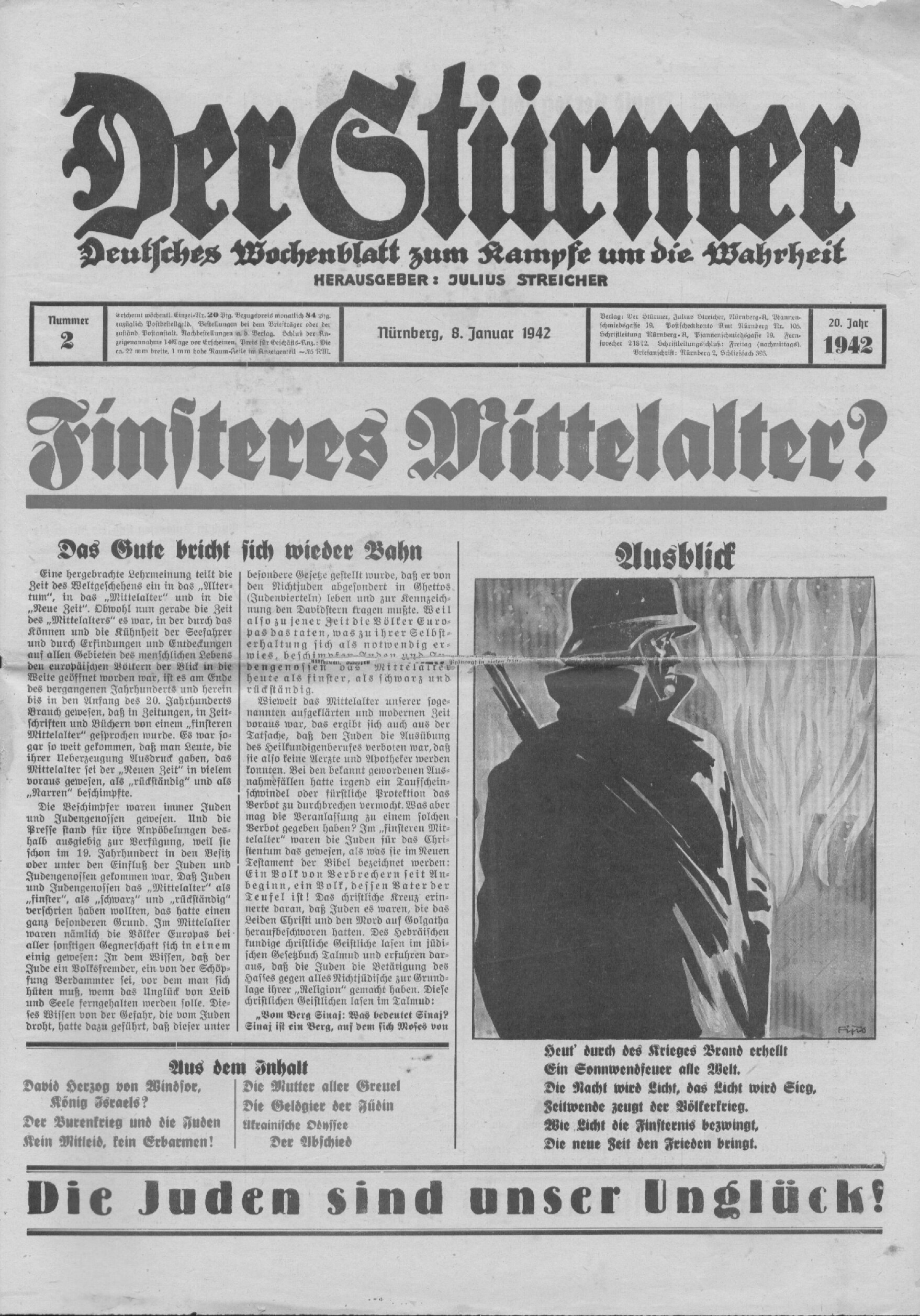Der Stürmer - 1942 Nr. 02 - Finsteres Mittelalter