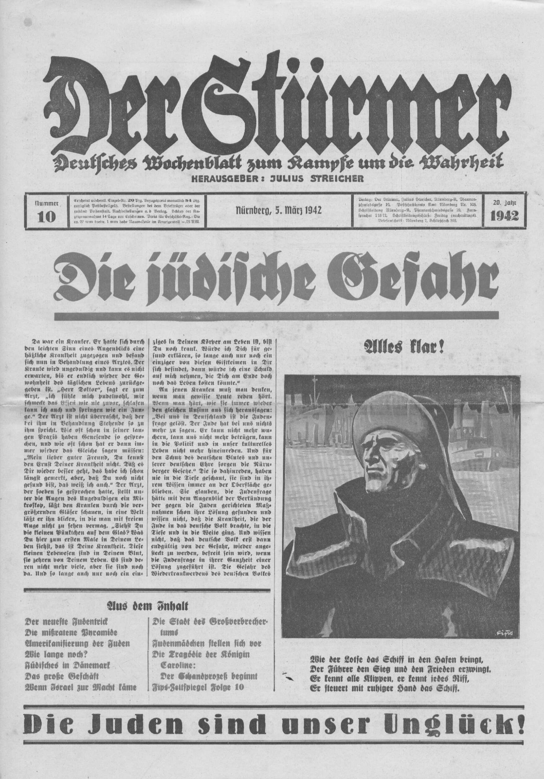 Der Stürmer - 1942 Nr. 10 - Die jüdische Gefahr