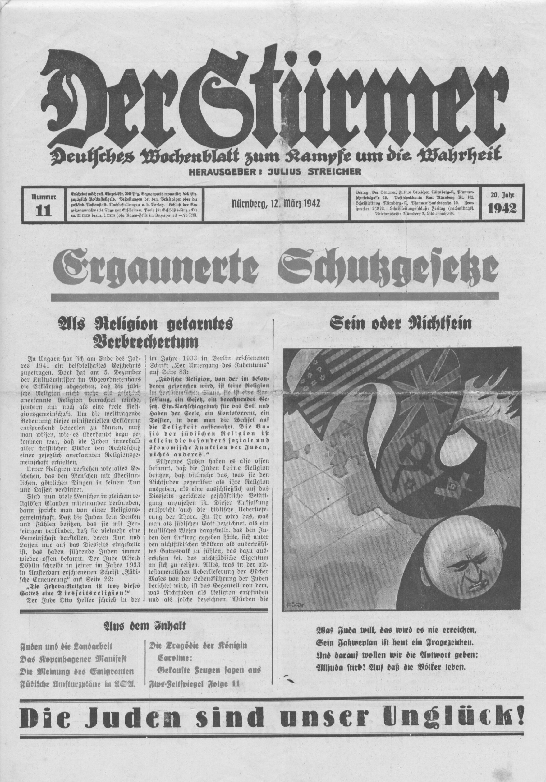 Der Stürmer - 1942 Nr. 11 - Ergaunerte Schutzgesetze