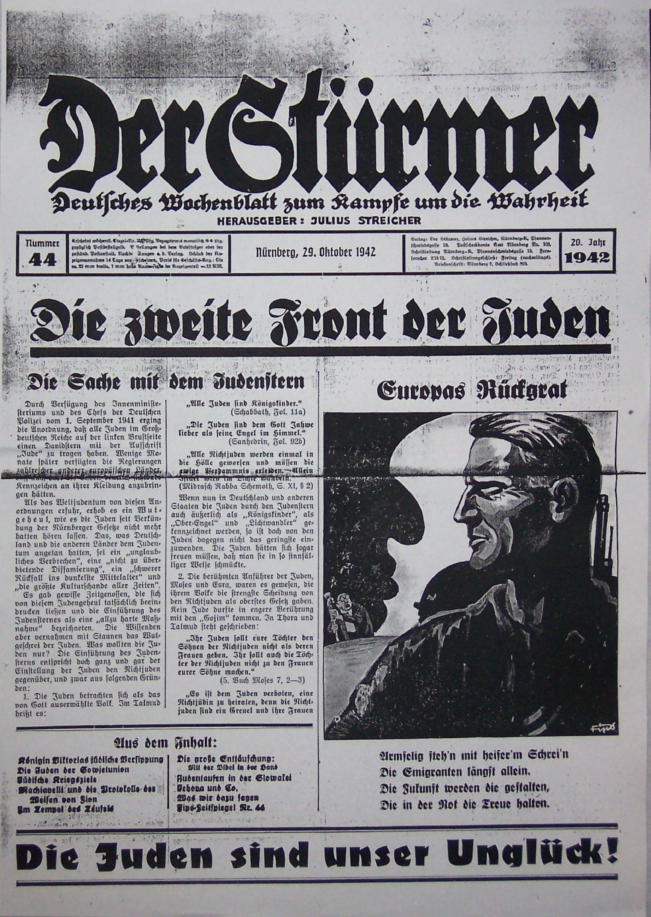 Der Stürmer - 1942 Nr. 44 - Die zweite Front der Juden