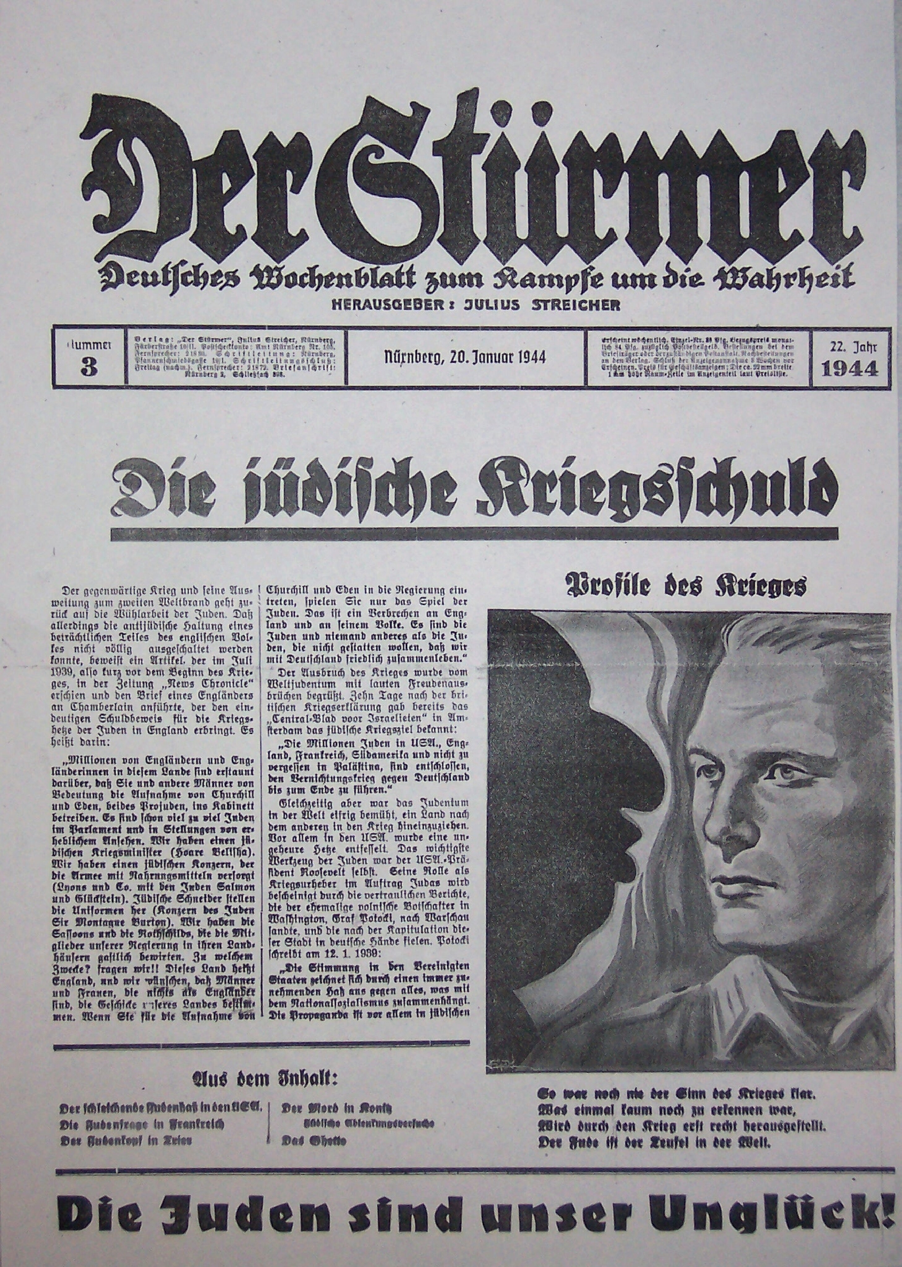 Der Stürmer - 1944 Nr. 03 - Die jüdische Kriegsschuld