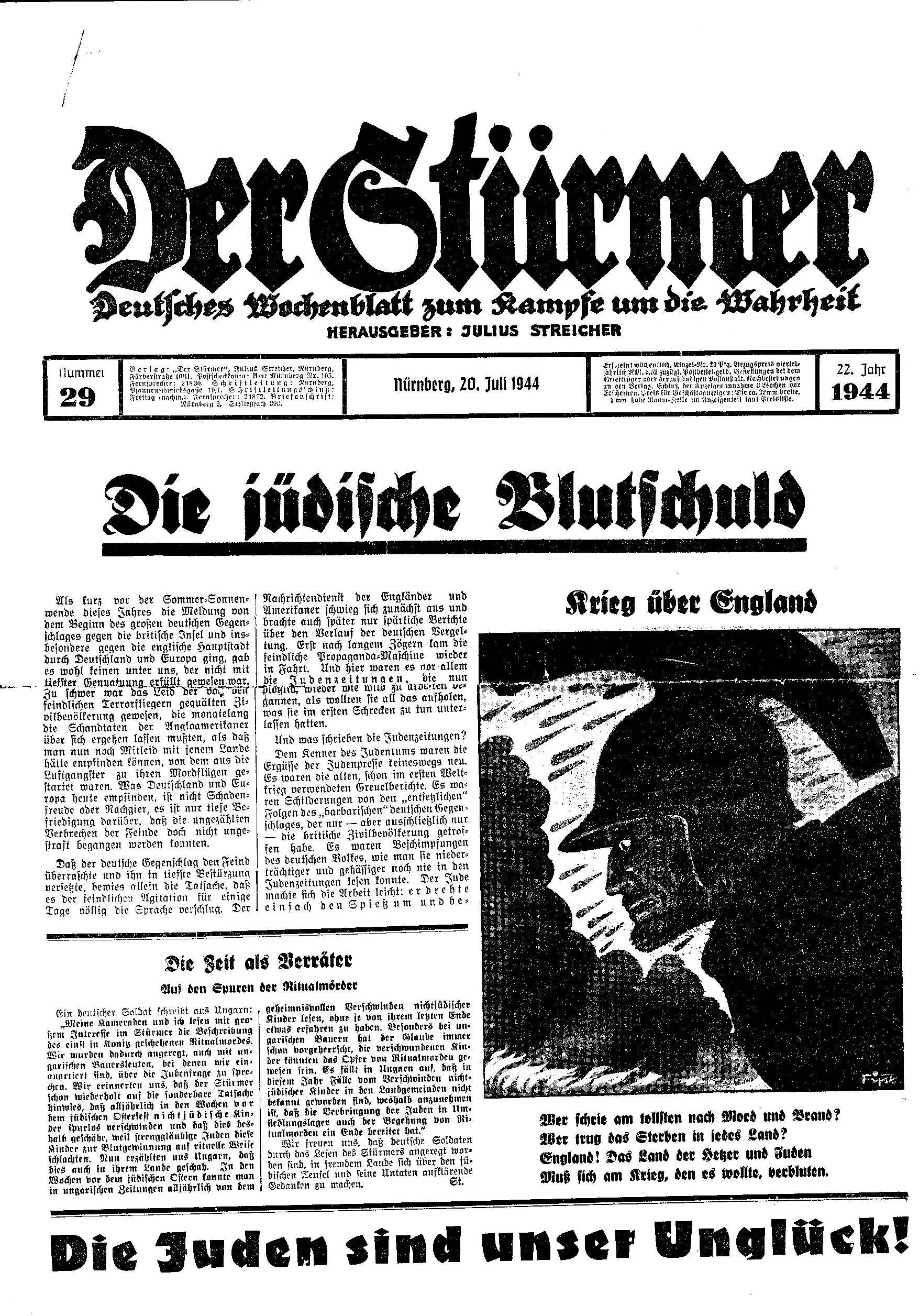 Der Stürmer - 1944 Nr. 29 - Die jüdische Blutschuld