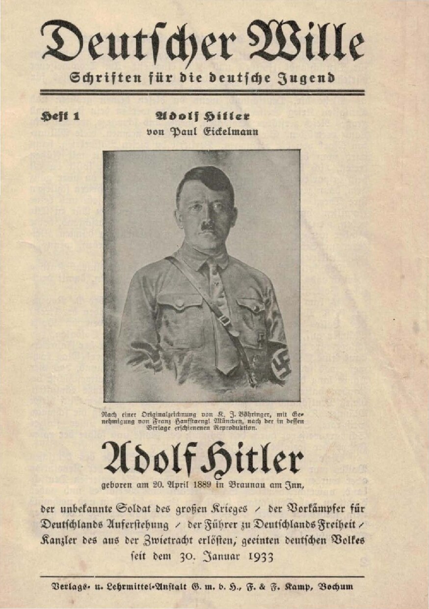 Deutscher Wille - Schriften für die Deutsche Jugend - Heft 1 - Adolf Hitler (16 S., Scan, Fraktur)