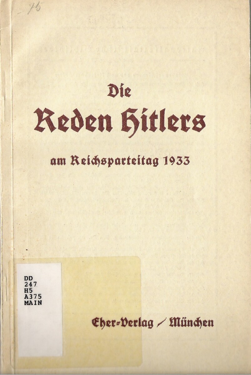 Die Reden Hitlers am Reichsparteitag 1933