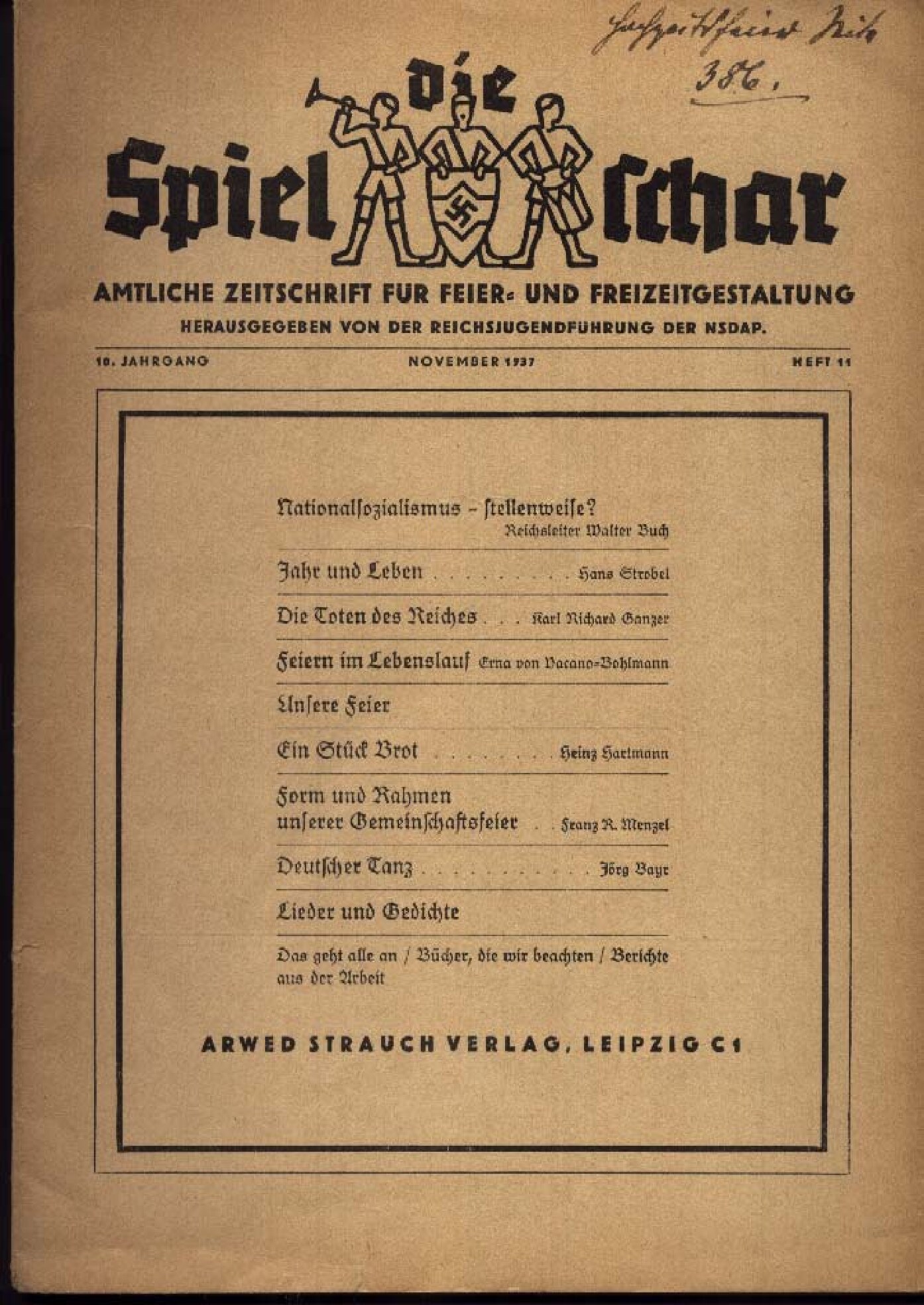 Die Spielschar - Amtliche Zeitschrift für Feier- und Freizeitgestaltung - 10. Jahrgang Heft 11