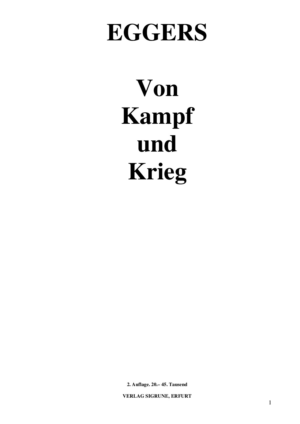 Von Kampf und Krieg