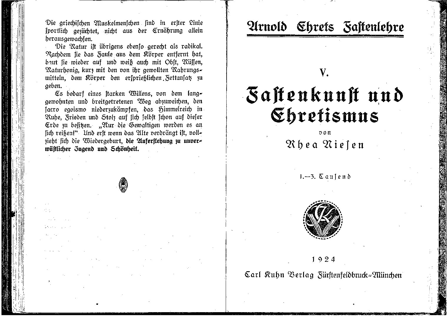 Fastenlehre - V. Teil - Fastenkunst und Ehretismus (1924, 14 Doppels., Scan, Fraktur)