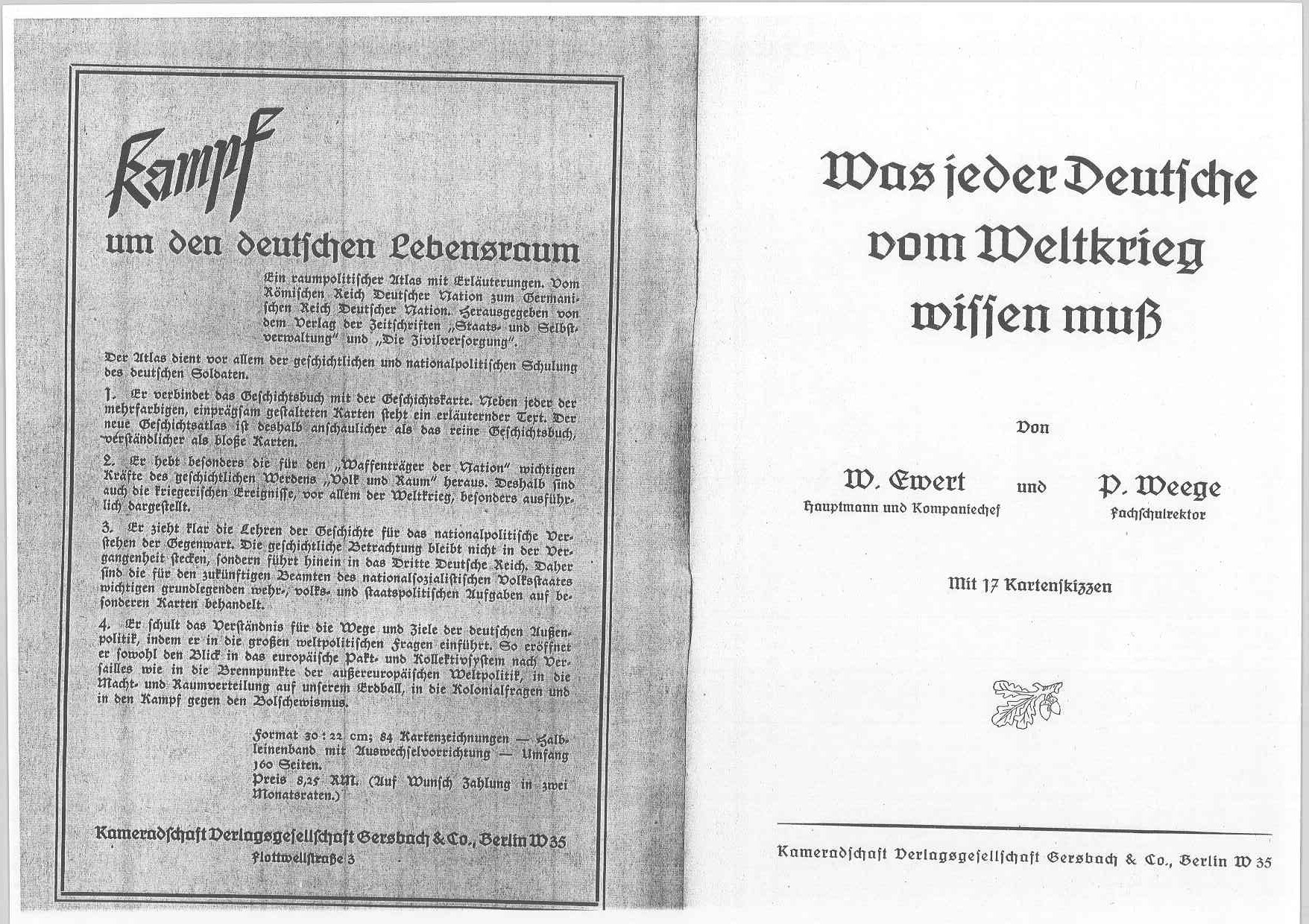 Was jeder Deutsche vom Weltkrieg wissen muss (1938, 39 S., Scan, Fraktur)