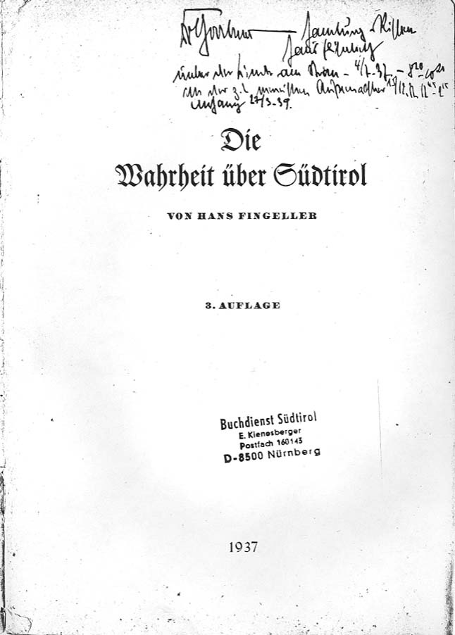 Die Wahrheit über Südtirol (1937, 38 S., Scan, Fraktur)